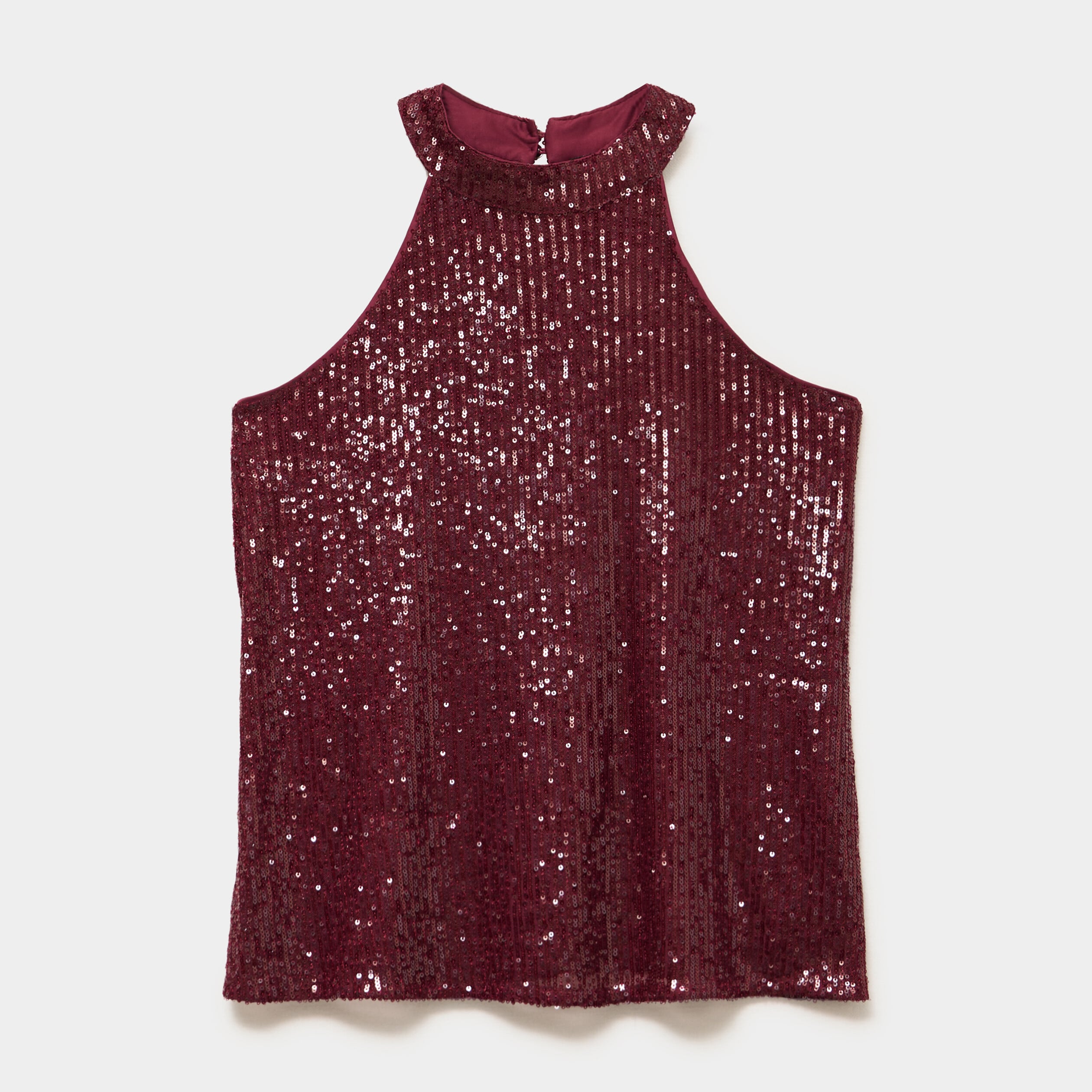 D&eacute;bardeur sequins et encolure am&eacute;ricain rouge fonc&eacute; femme