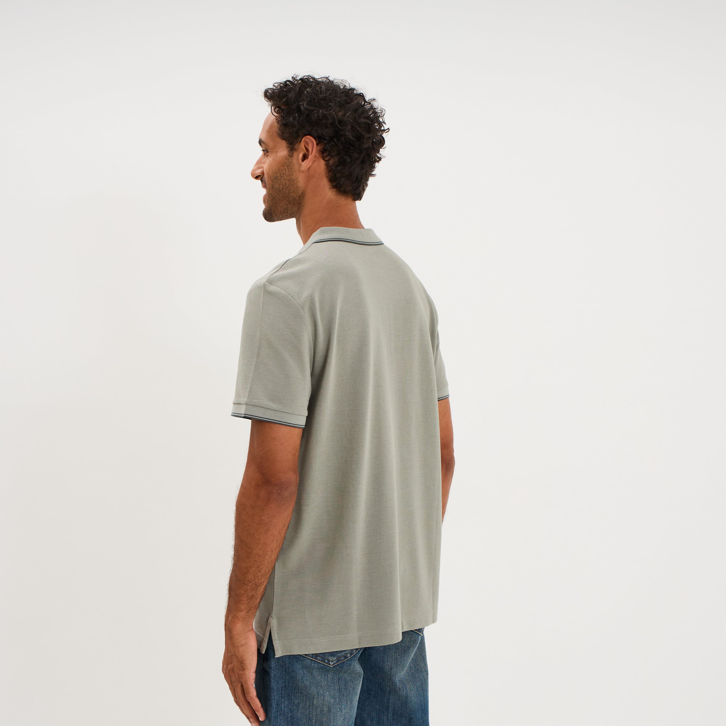Polo piqu&eacute; coton manches courtes vert homme