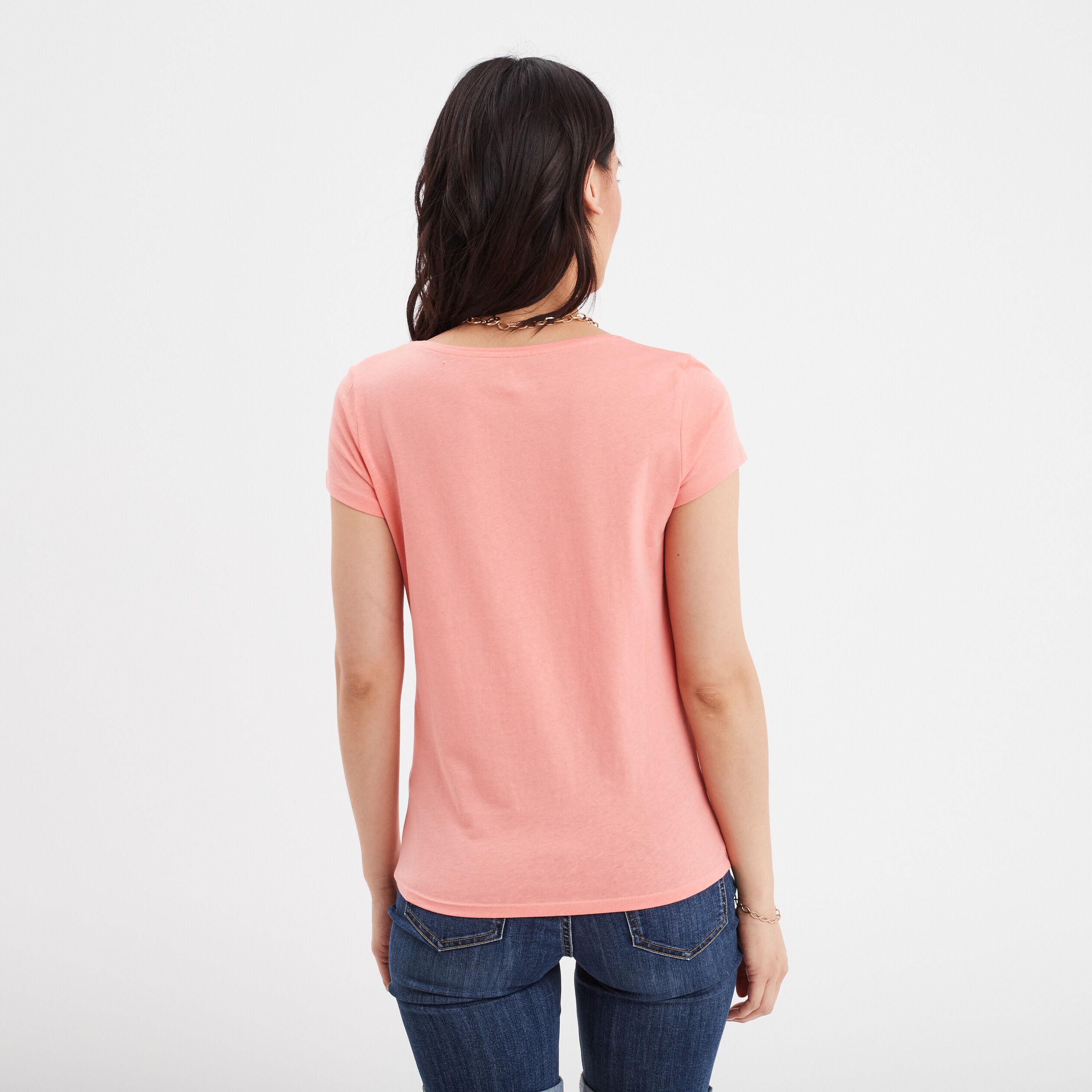 t shirt coton col rond manches courtes vieux rose femme T-shirt coton col rond manches courtes vieux rose femme