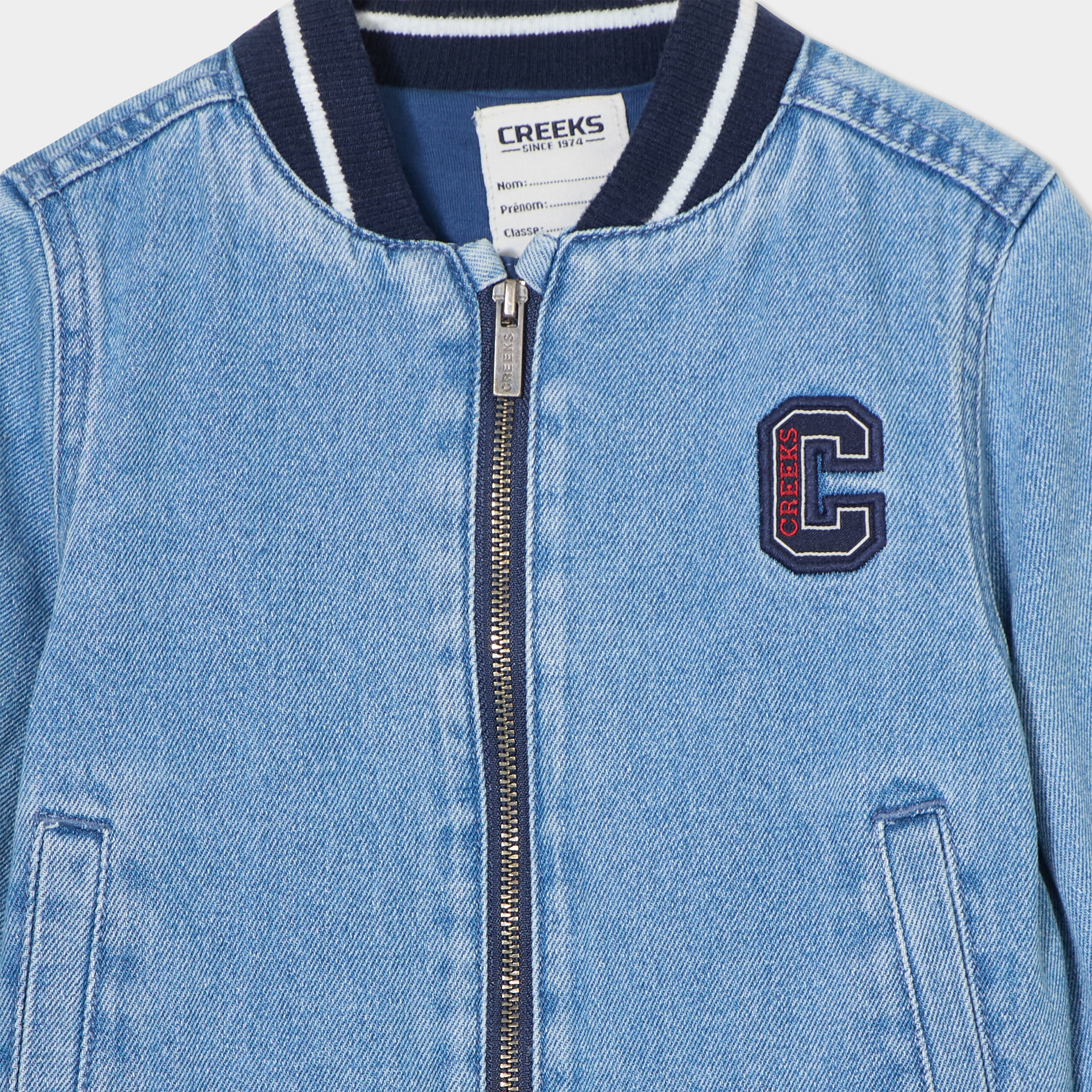 Veste teddy aspect jean Creeks en coton denim double stone b&eacute;b&eacute; gar&ccedil;on