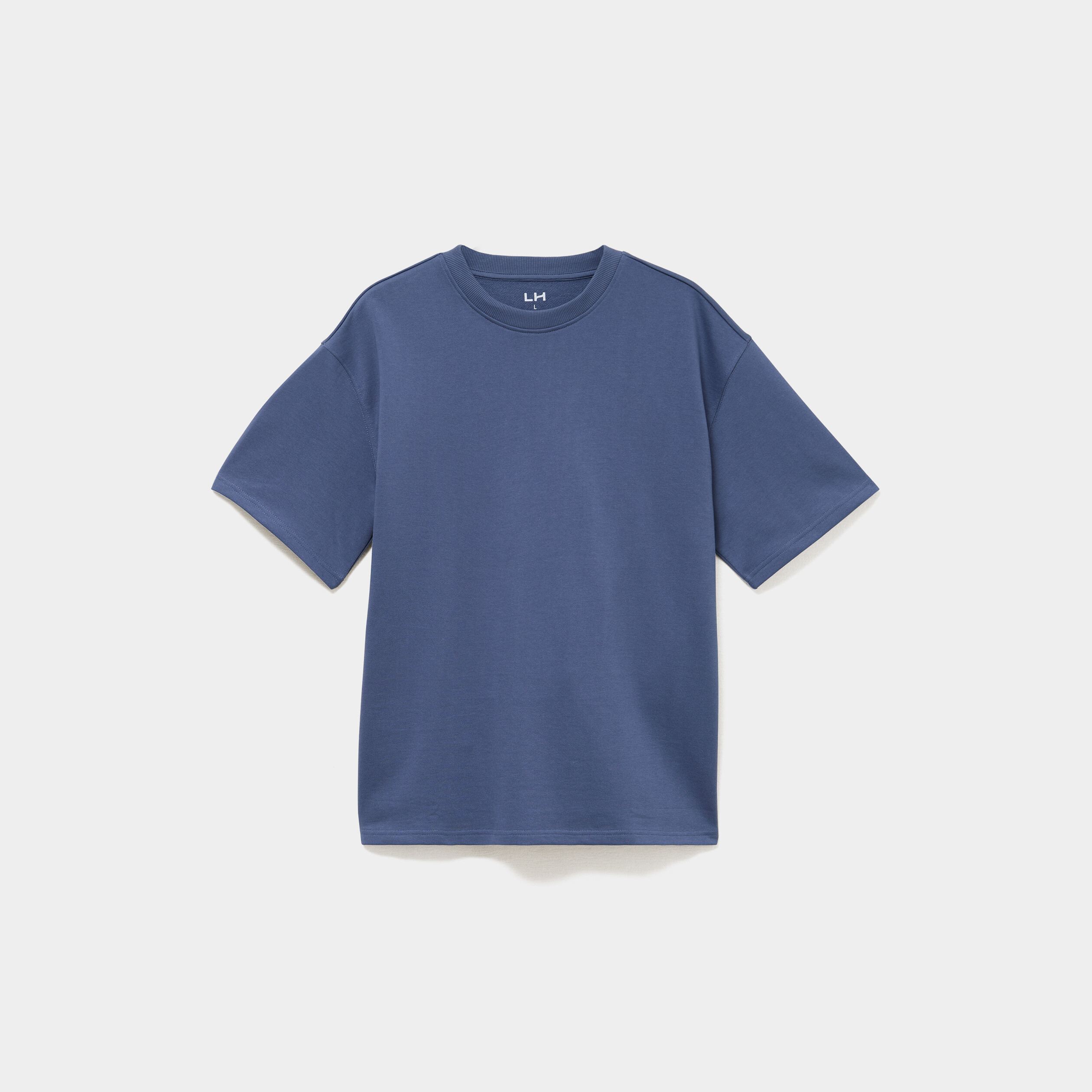 T-shirt col rond droit relax fit bleu homme