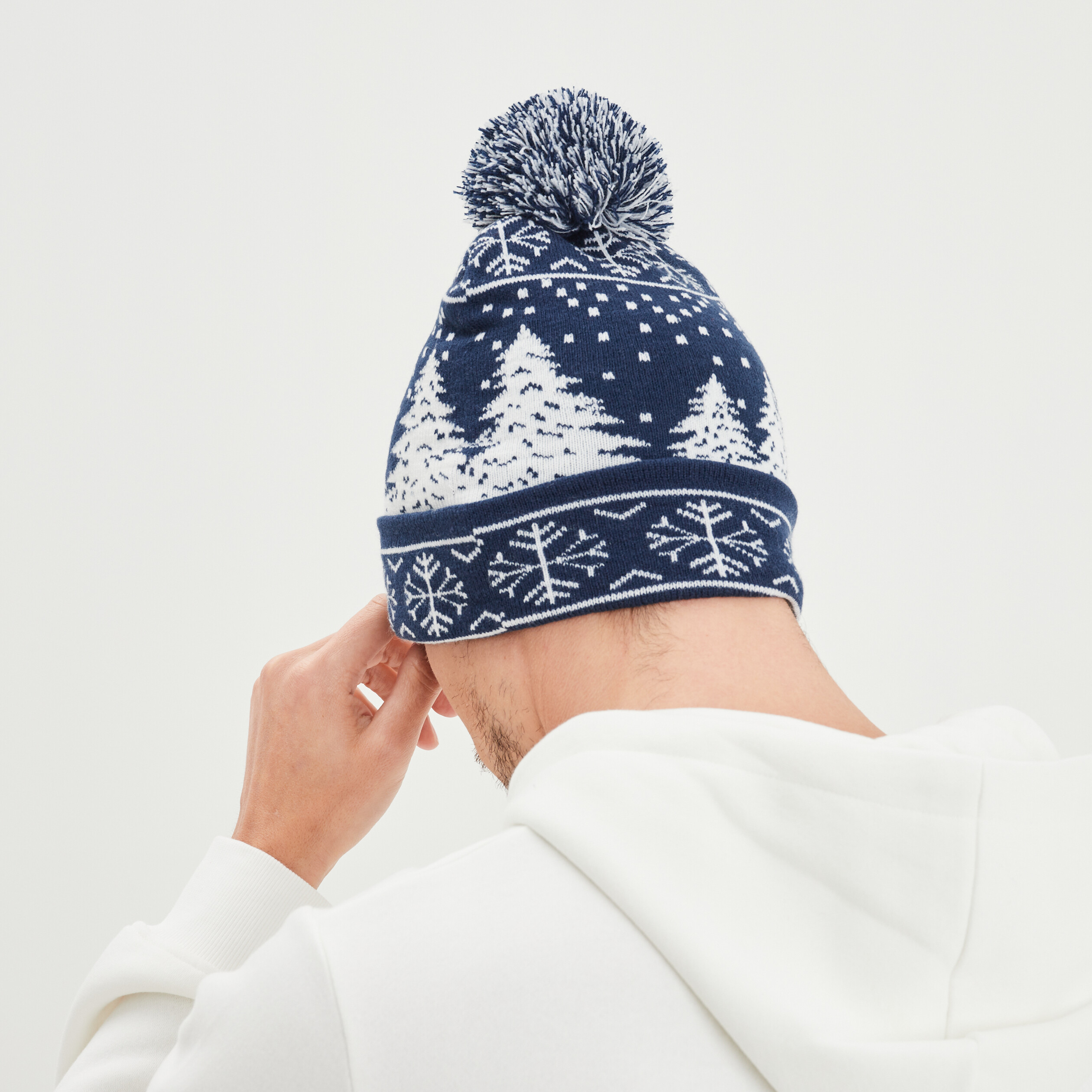 Bonnet de Noël à pompon multicolore homme