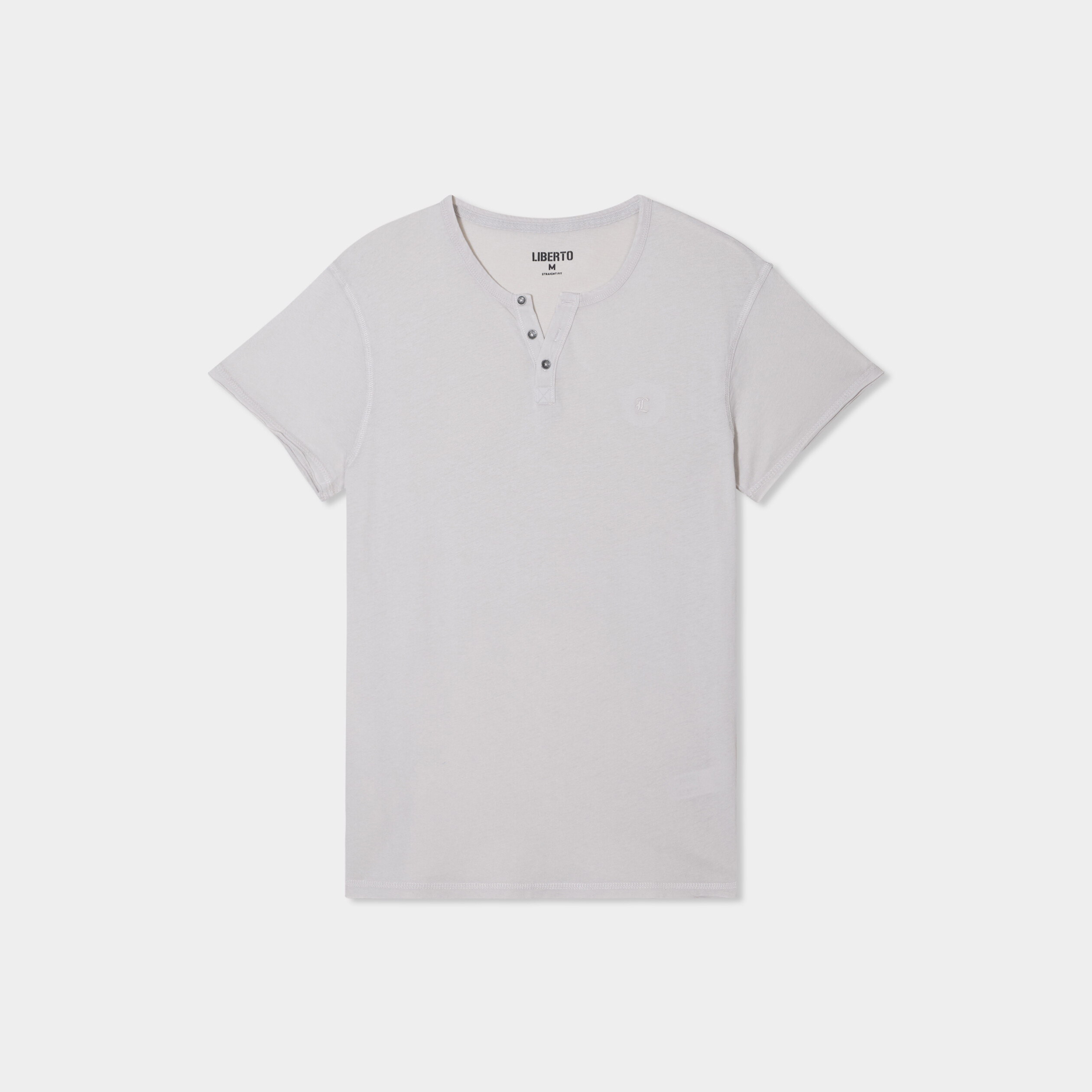 t shirt col tunisien manches courtes gris clair homme T-shirt col tunisien manches courtes gris clair homme