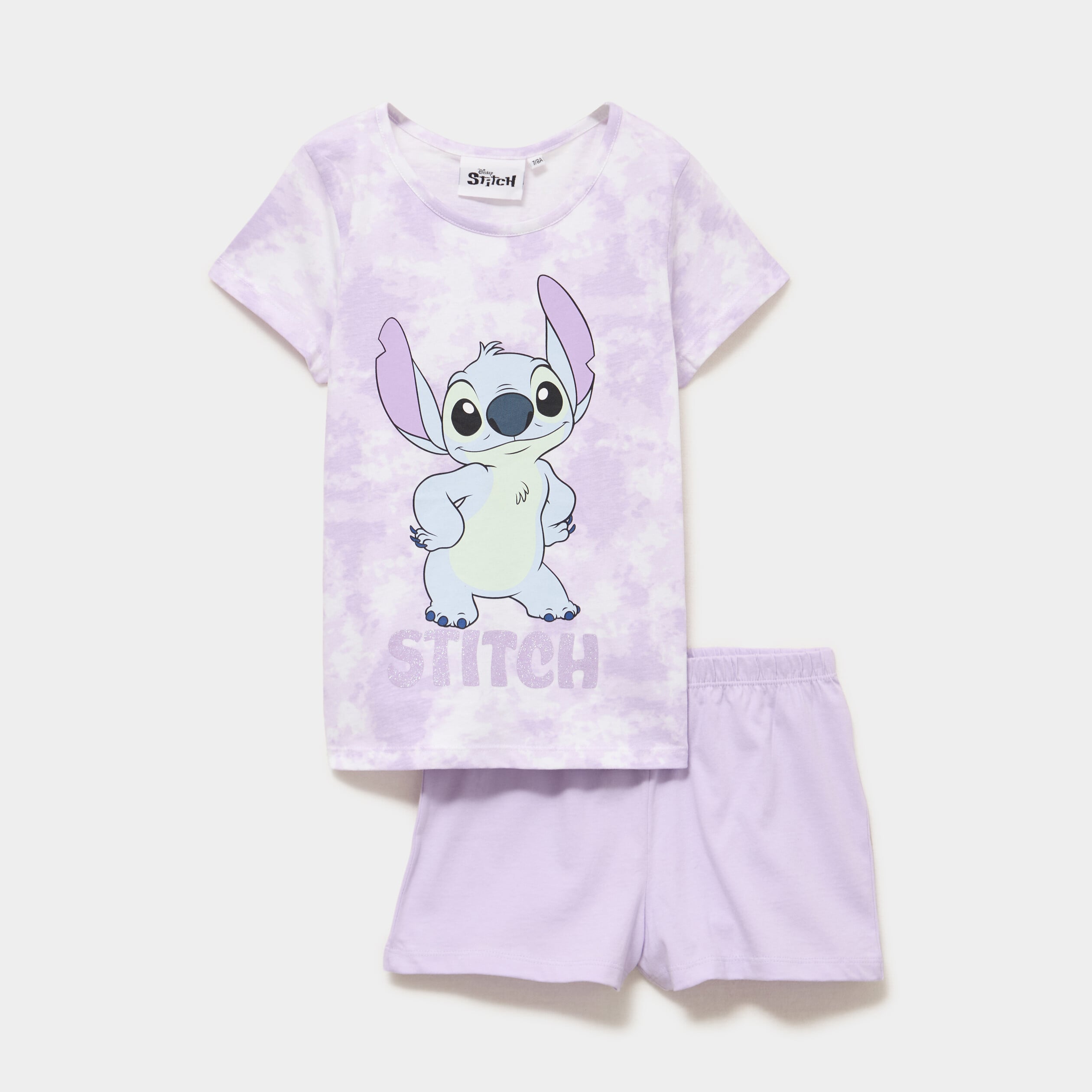 Ensemble pyjama short coton Stitch parme fille
