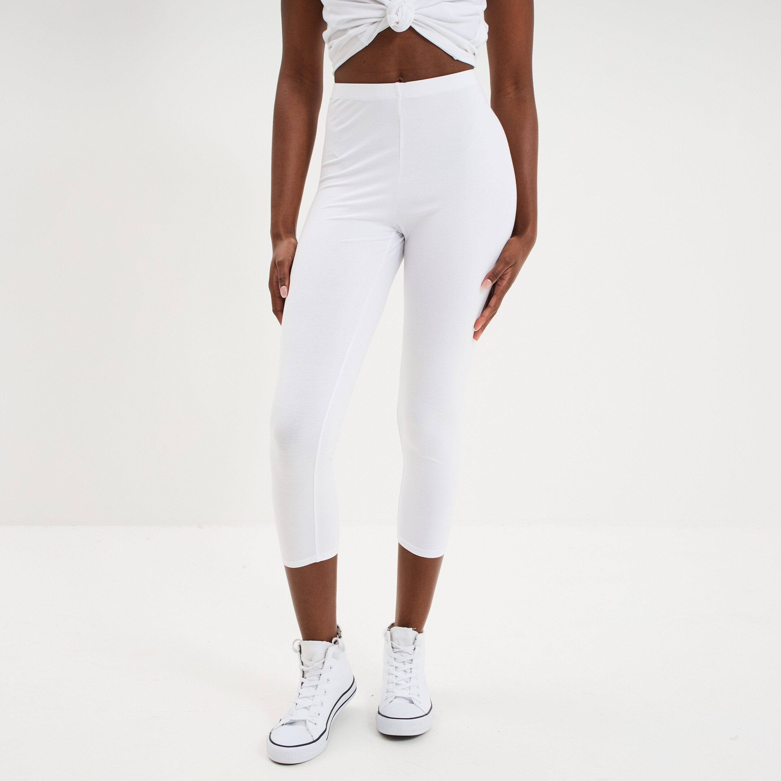 Legging &eacute;lastiqu&eacute; 7/8&egrave;me blanc femme