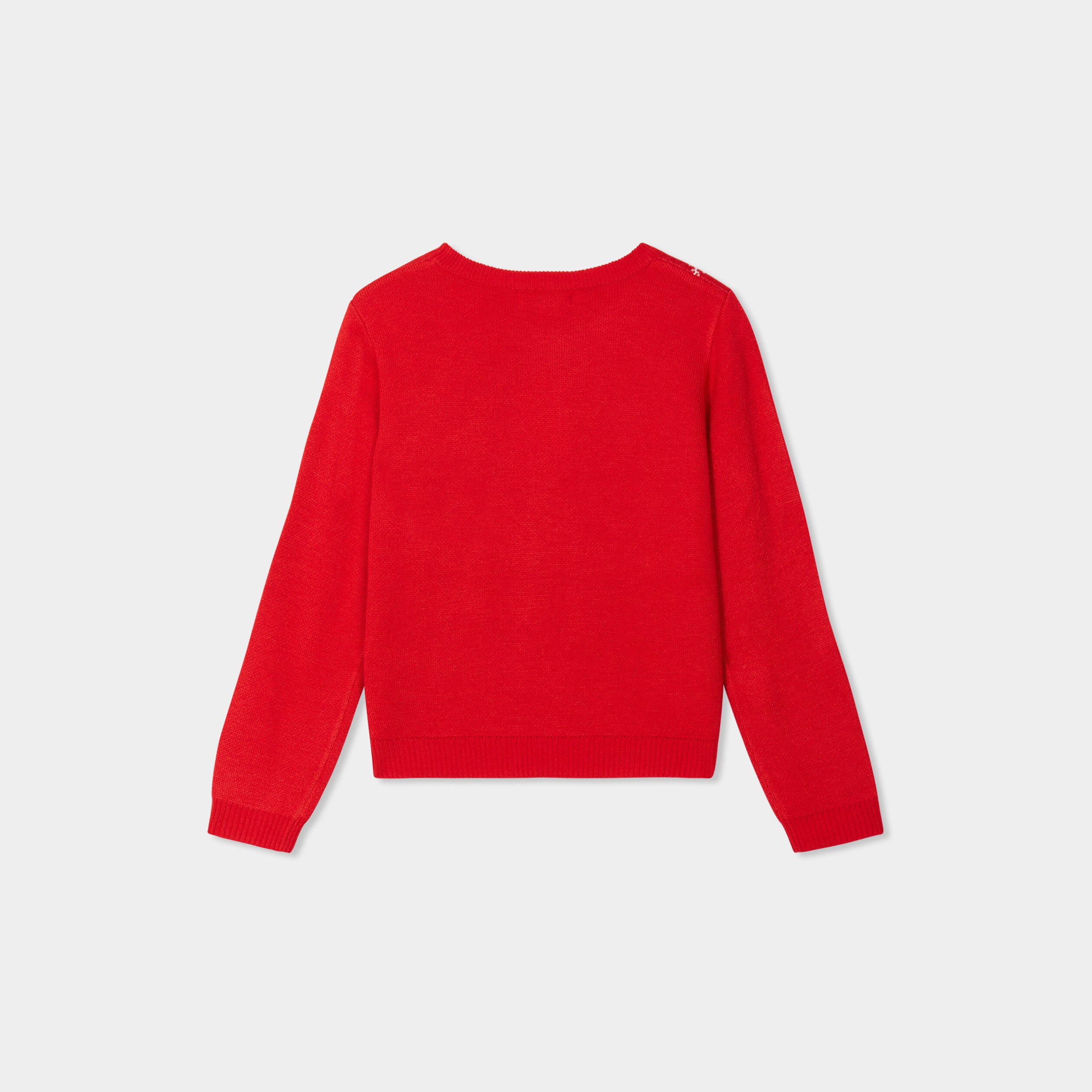 Pull No&euml;l col rond manches longues rouge fille