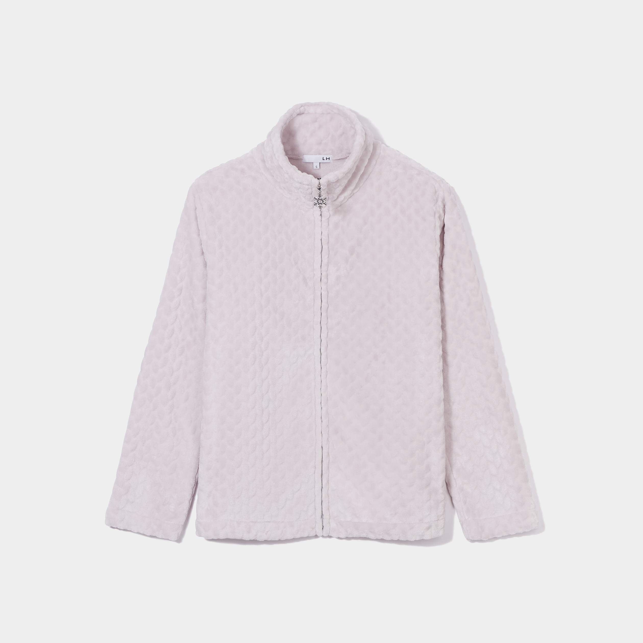 Veste pyjama pilou zippée col montant rose pastel femme