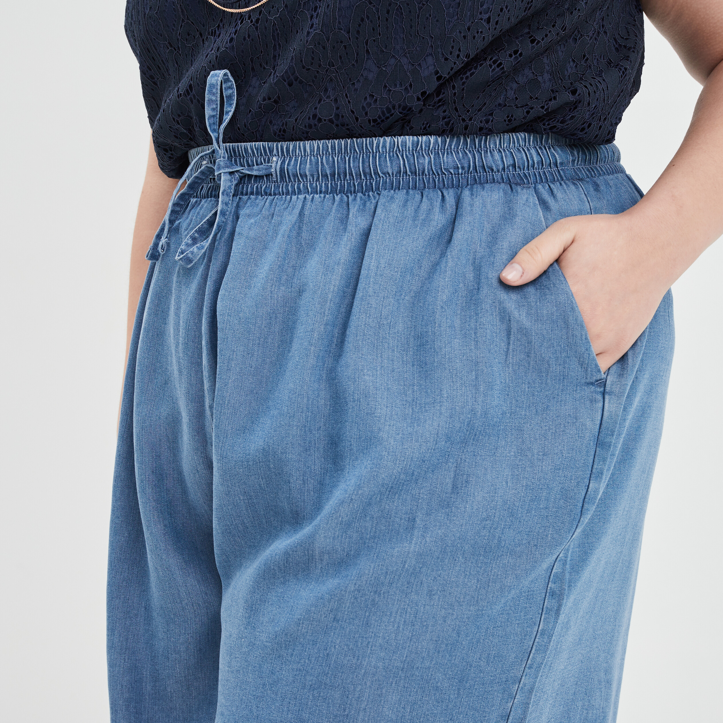 short large taille elastiquee denim stone femmegt Short large taille élastiquée denim stone femme grande taille