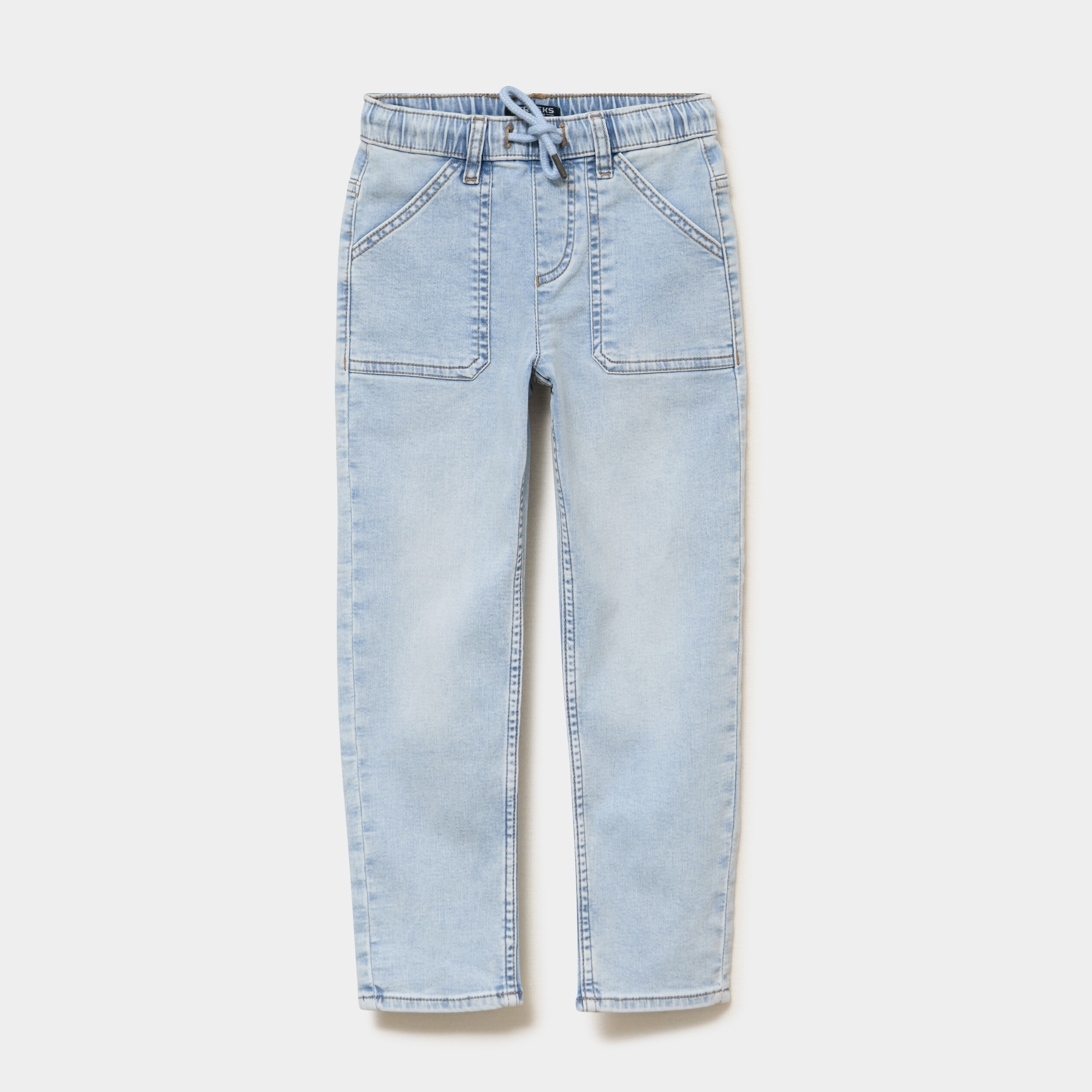 Jeans jogger droit taille &eacute;lastiqu&eacute;e denim triple stone gar&ccedil;on