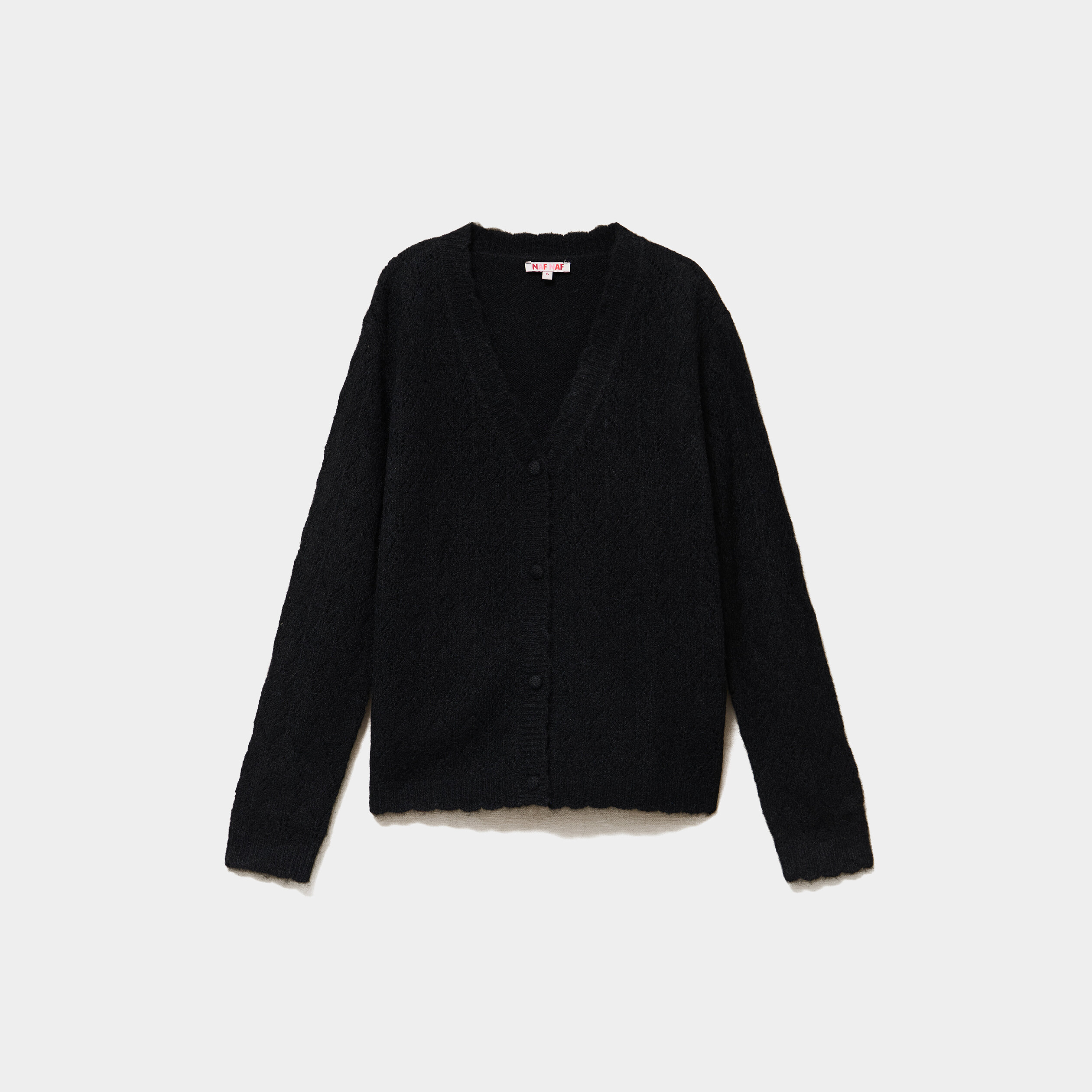 Gilet cardigan ajour&eacute; manches longues noir femme