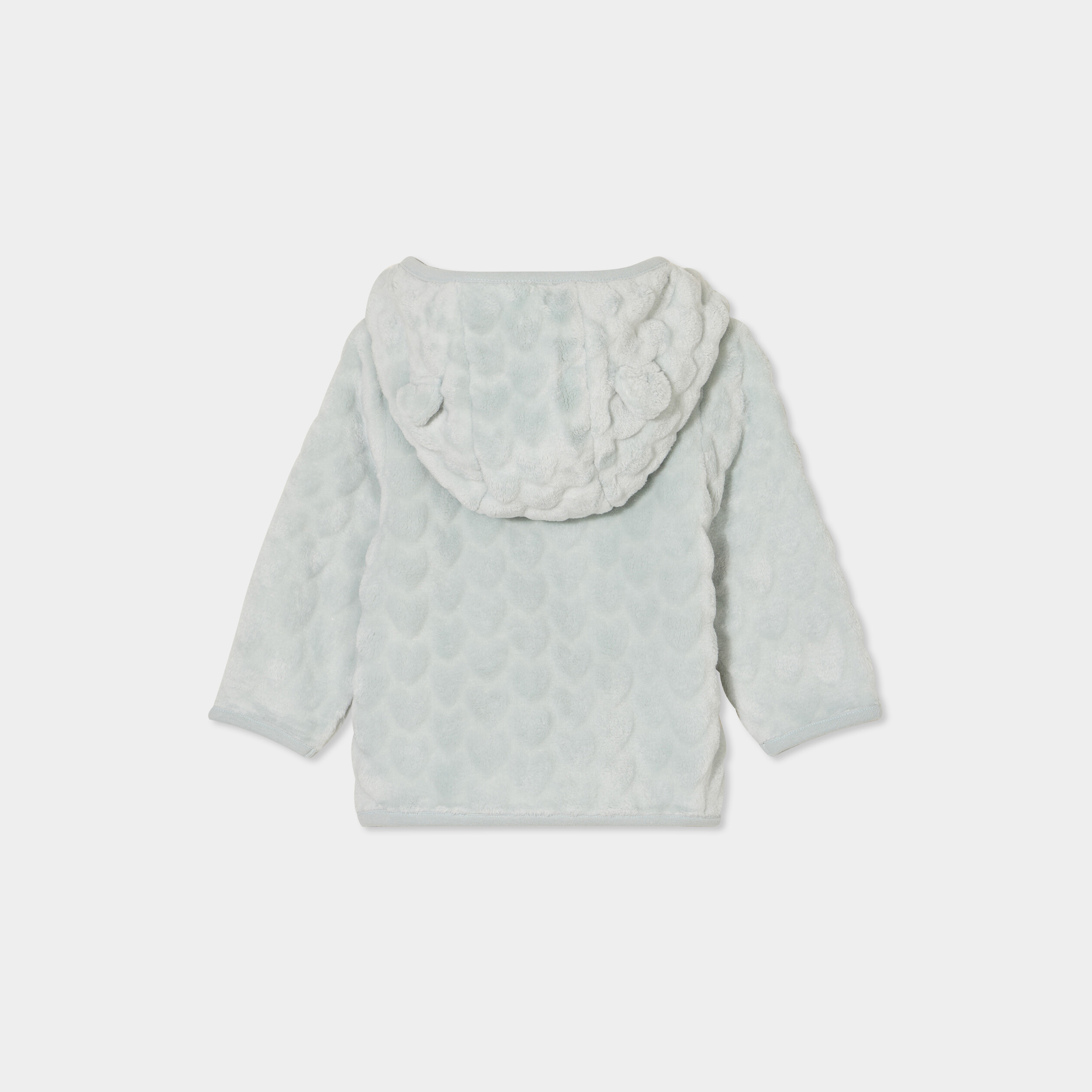gilet aspect velours a capuche vert pastel bebef Gilet aspect velours à capuche vert pastel bébé fille