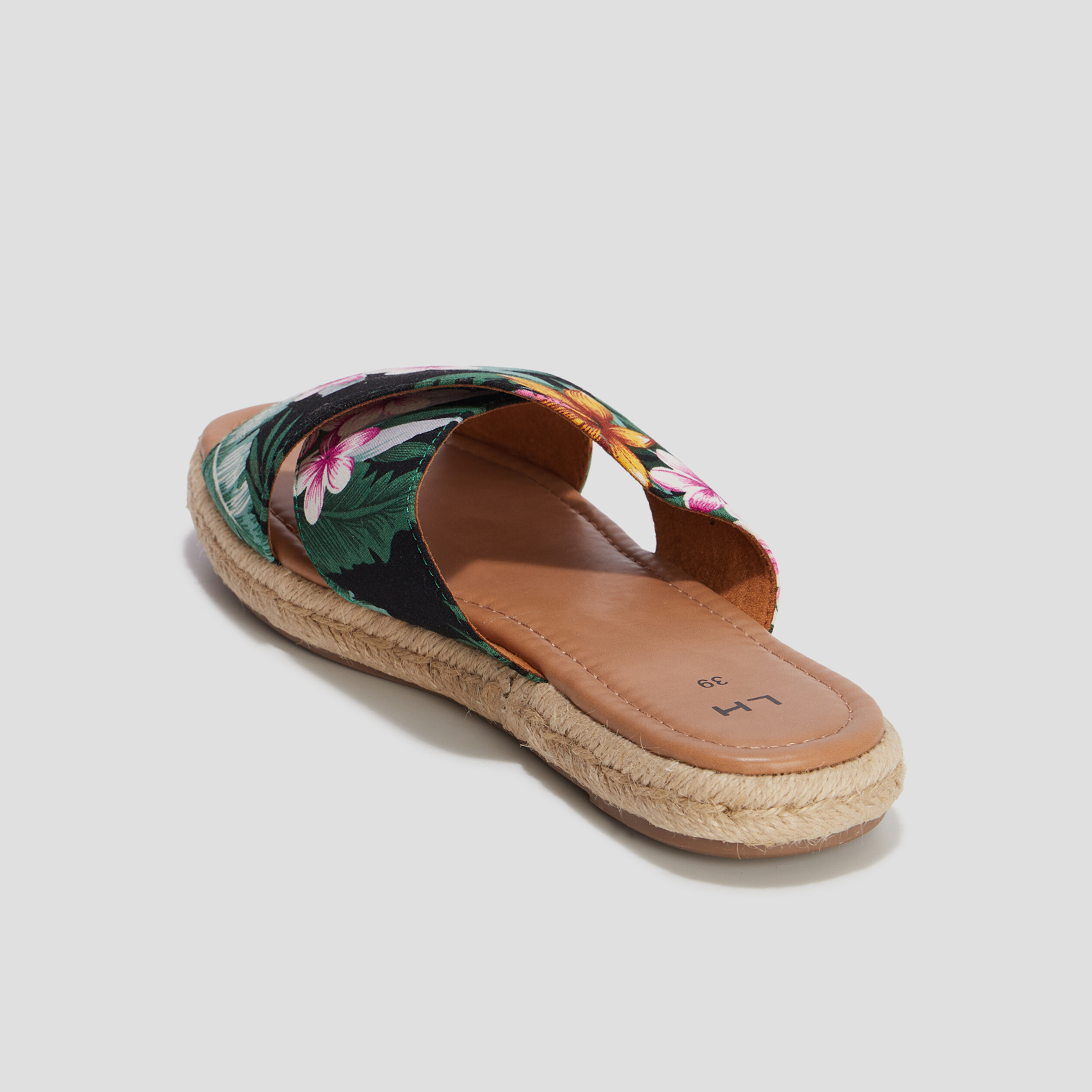 mules avec brides croisees en toile multicolore femme Mules avec brides croisées en toile multicolore femme