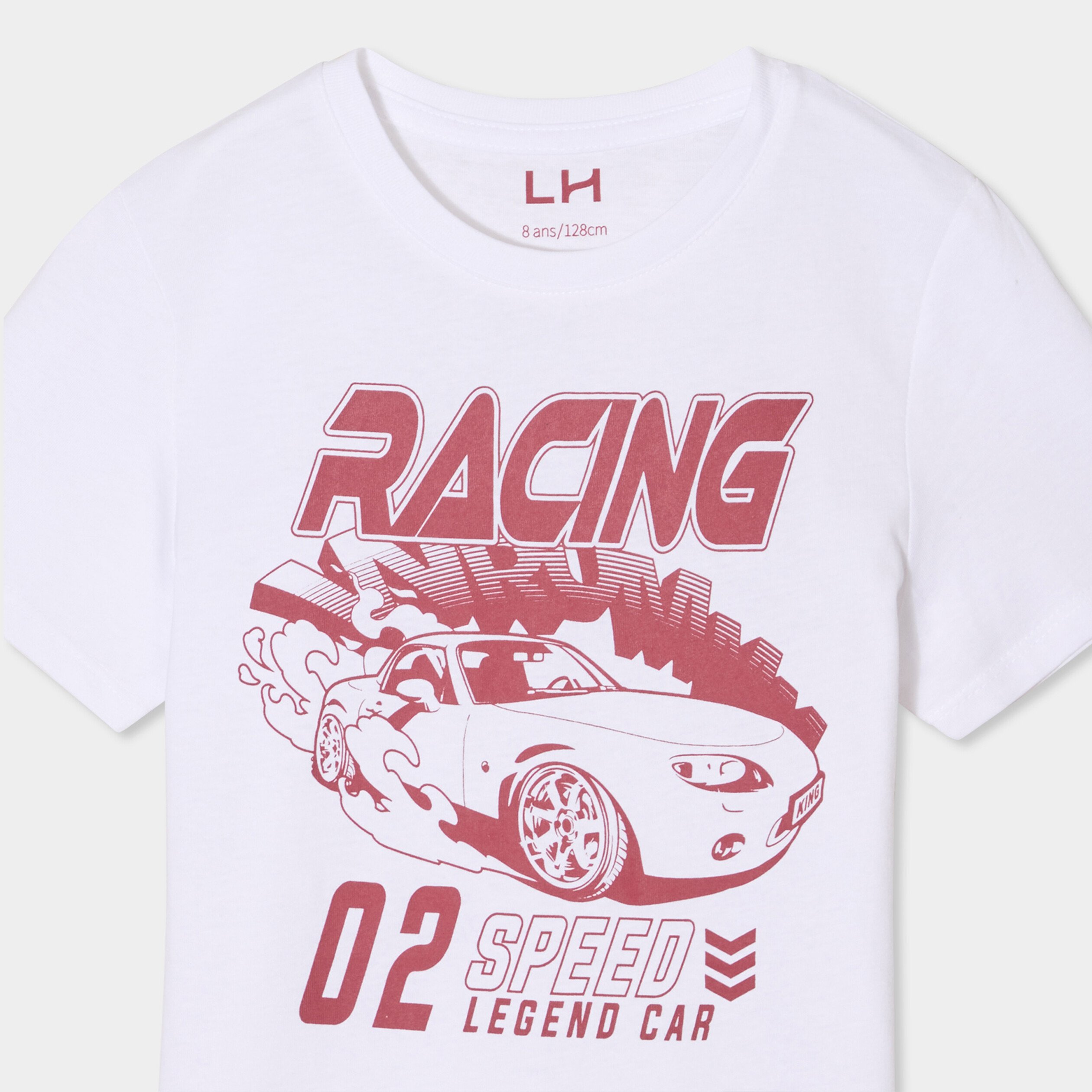 t shirt col rond manches courtes coton blanc garcon T-shirt col rond manches courtes coton blanc garçon