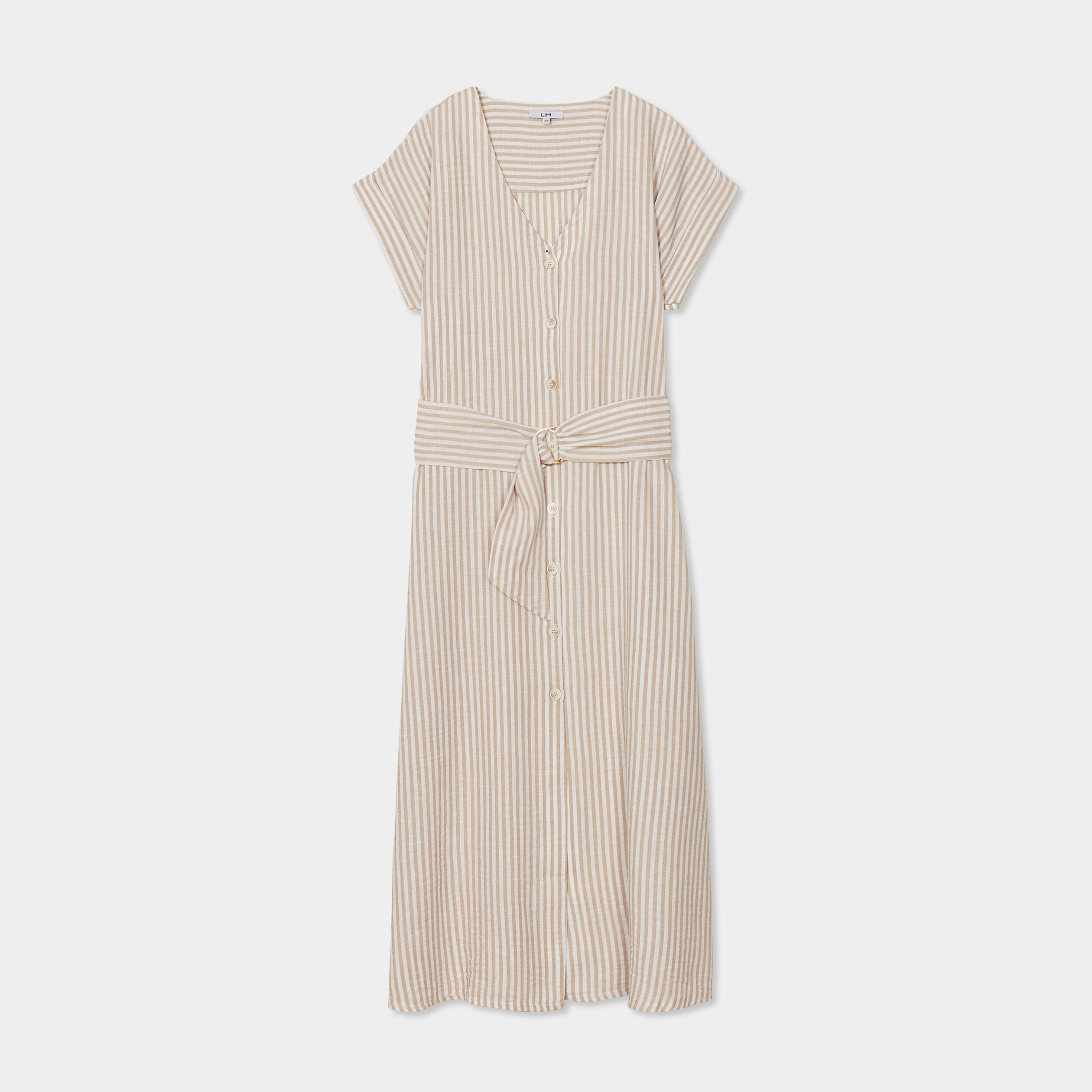 robe chemise longueur genou ceinturee beige femme Robe chemise longueur genou ceinturée beige femme