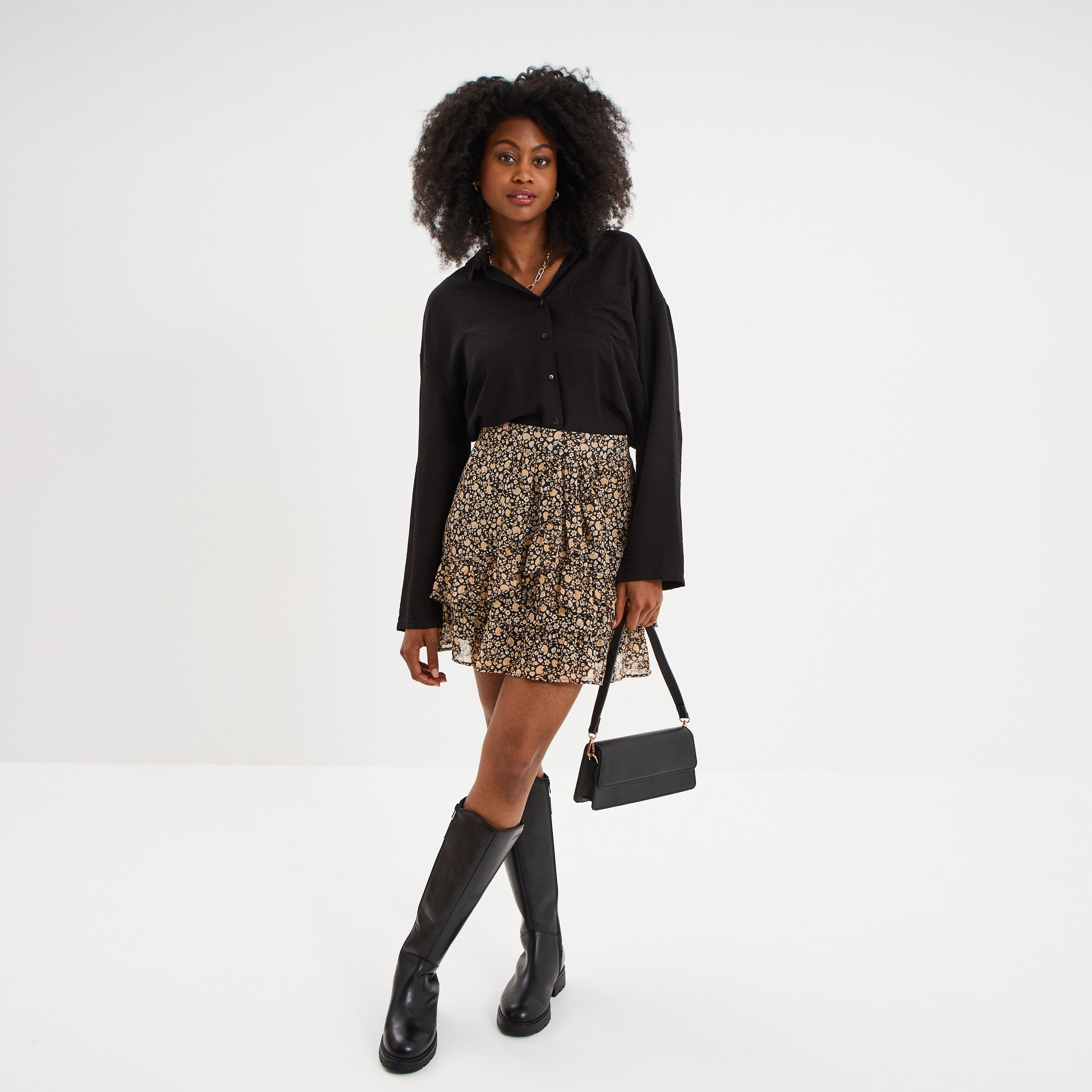 chemise manches retroussables noir femme Chemise manches retroussables noir femme