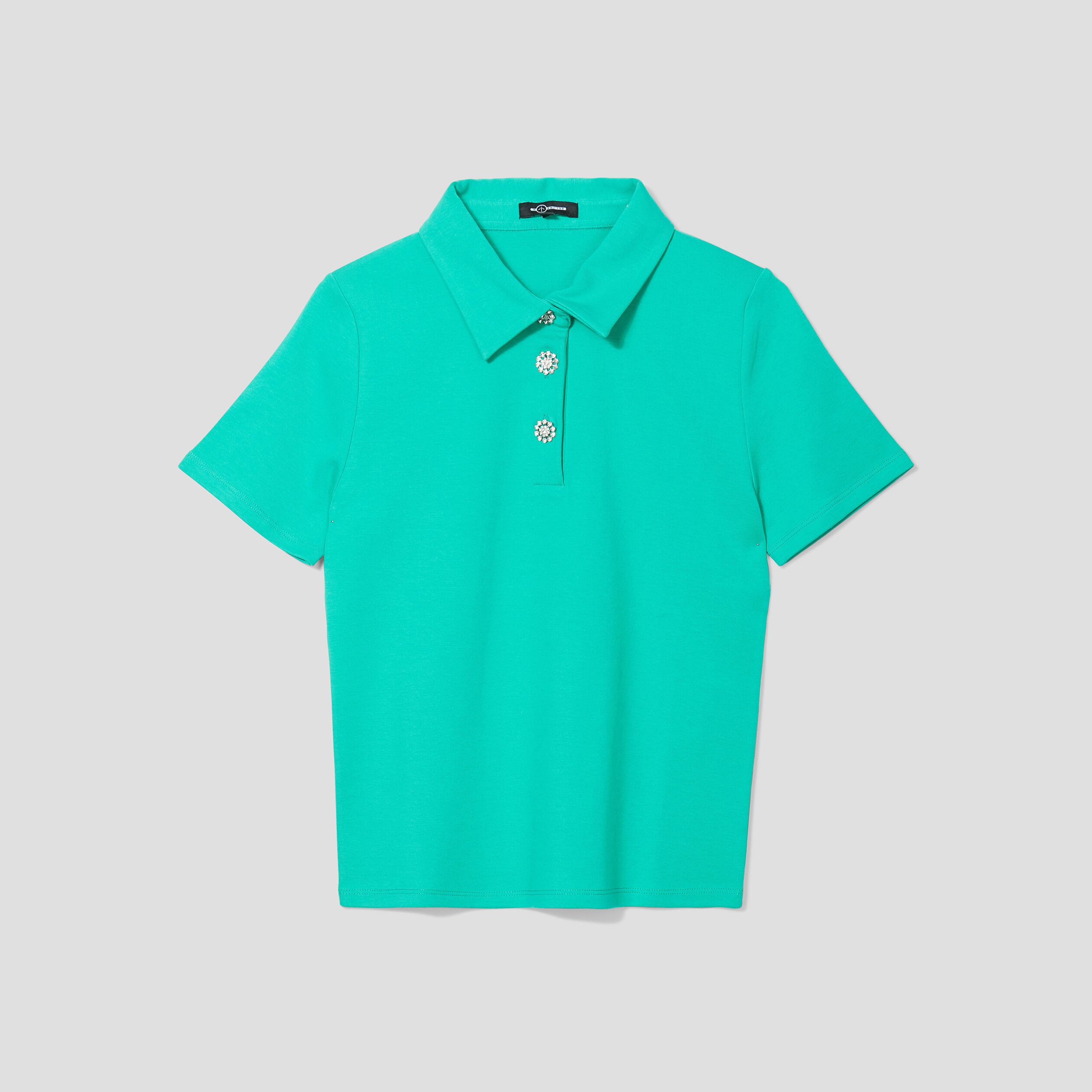 t shirt col a boutons bijoux mosquitos vert femme T-shirt col à boutons bijoux Mosquitos vert femme