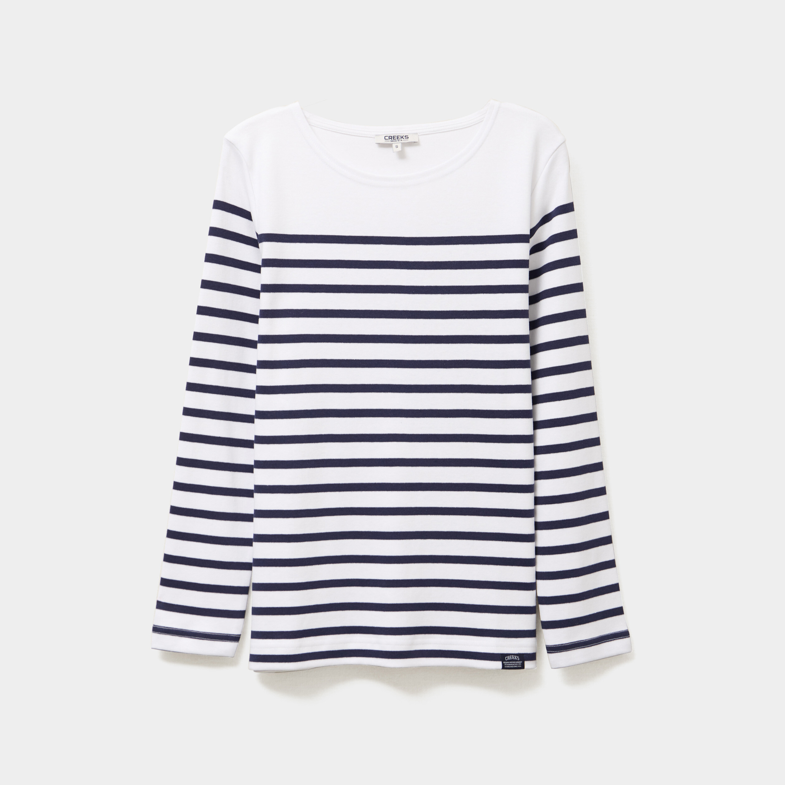 T-shirt marini&egrave;re manches longues coton blanc femme
