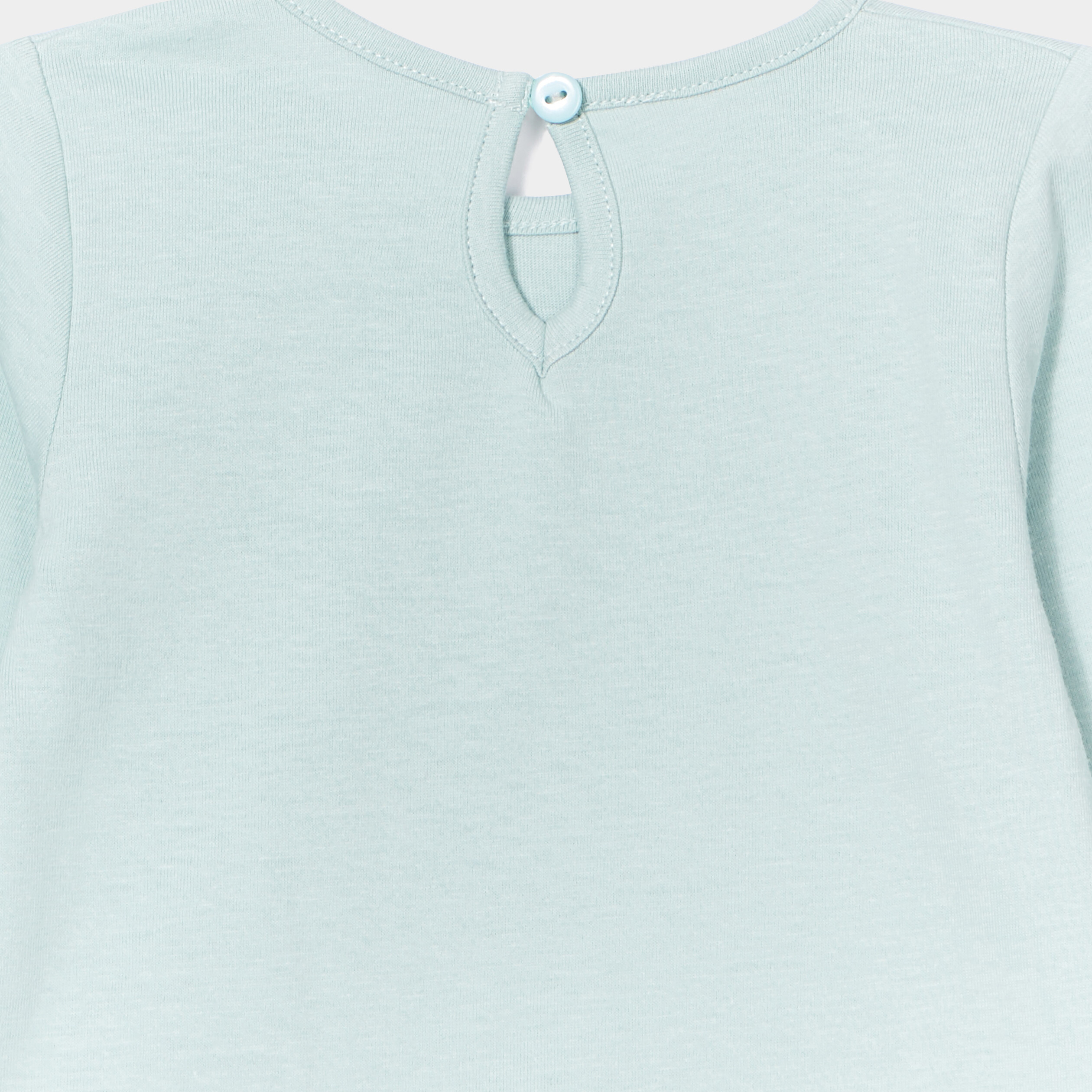 t shirt manches longues coton bleu gris bebef T-shirt manches longues coton bleu gris bébé fille