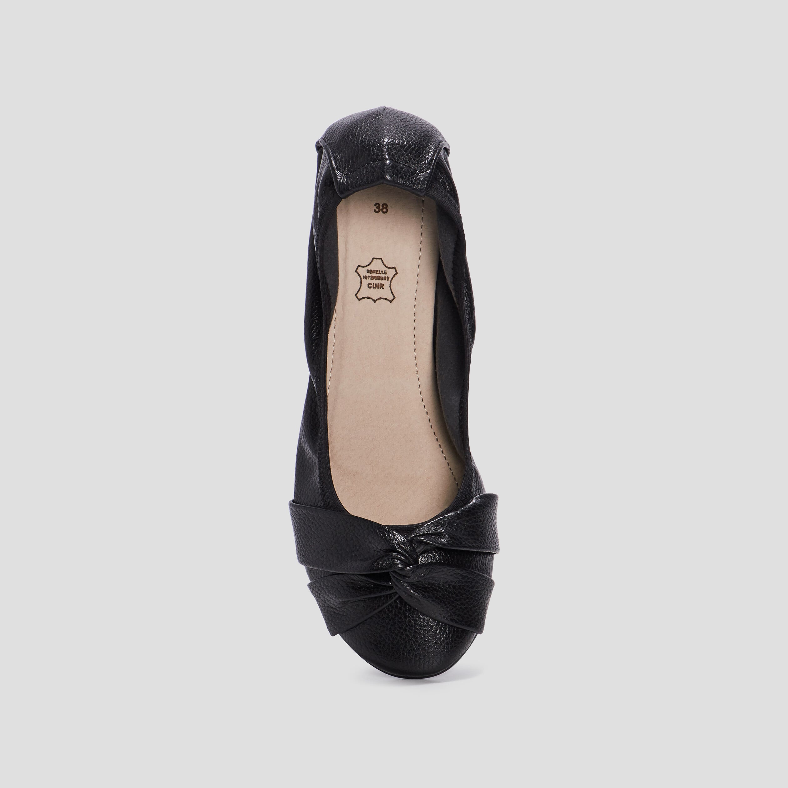 Ballerines plates d&eacute;tail effet nou&eacute; noir femme