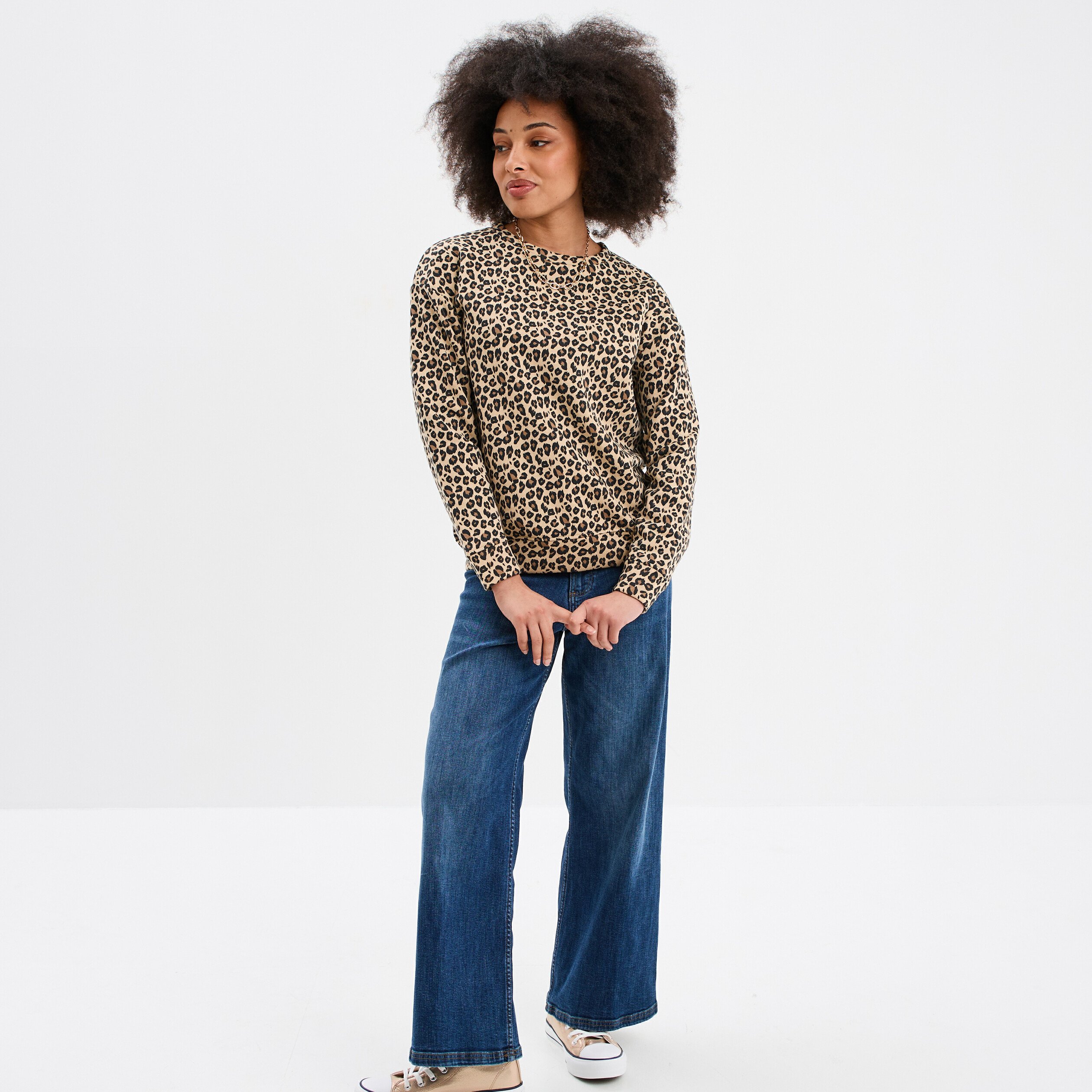 sweat col rond manches longues sable femme Sweat col rond manches longues sable femme