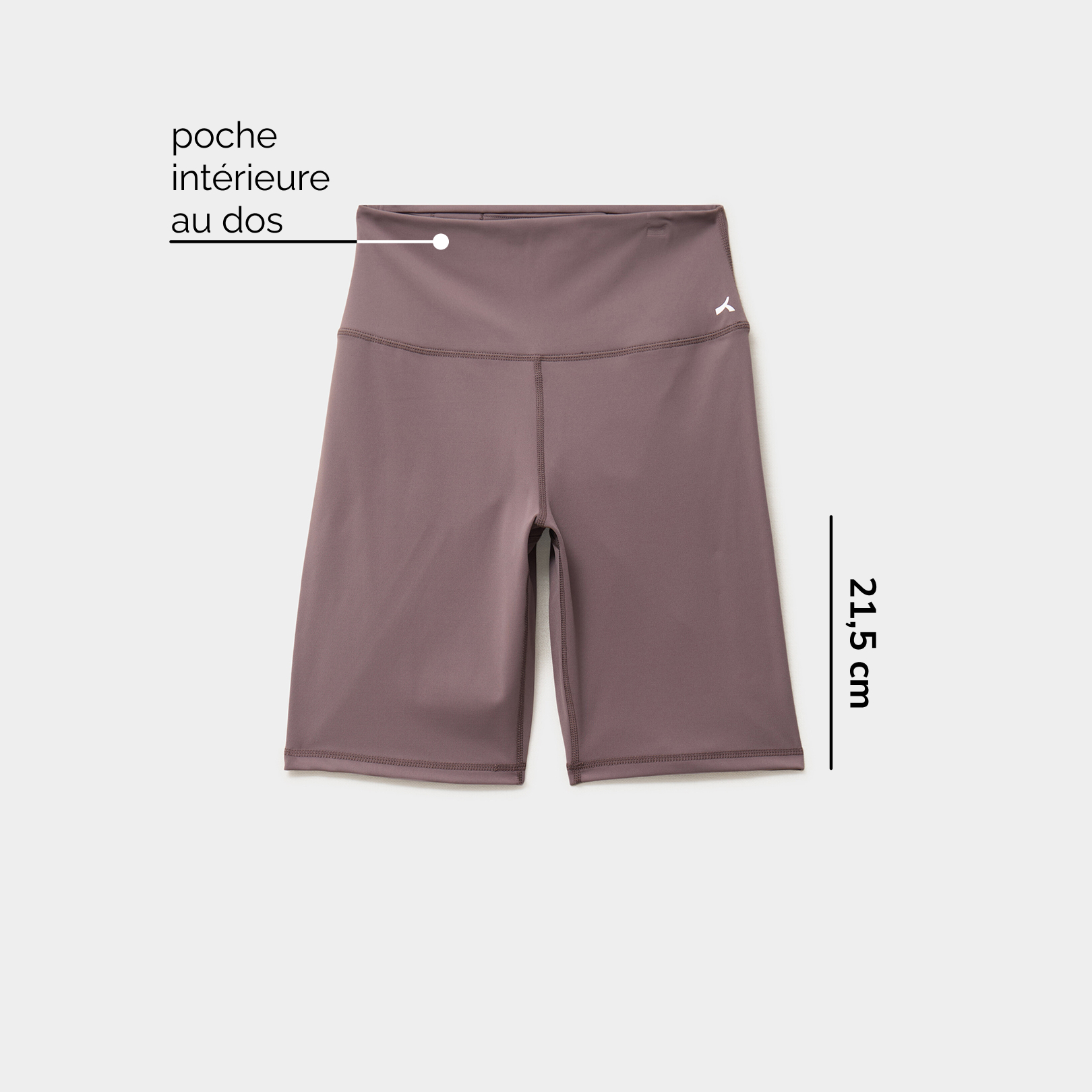 Short cycliste de sport taille haute mauve femme