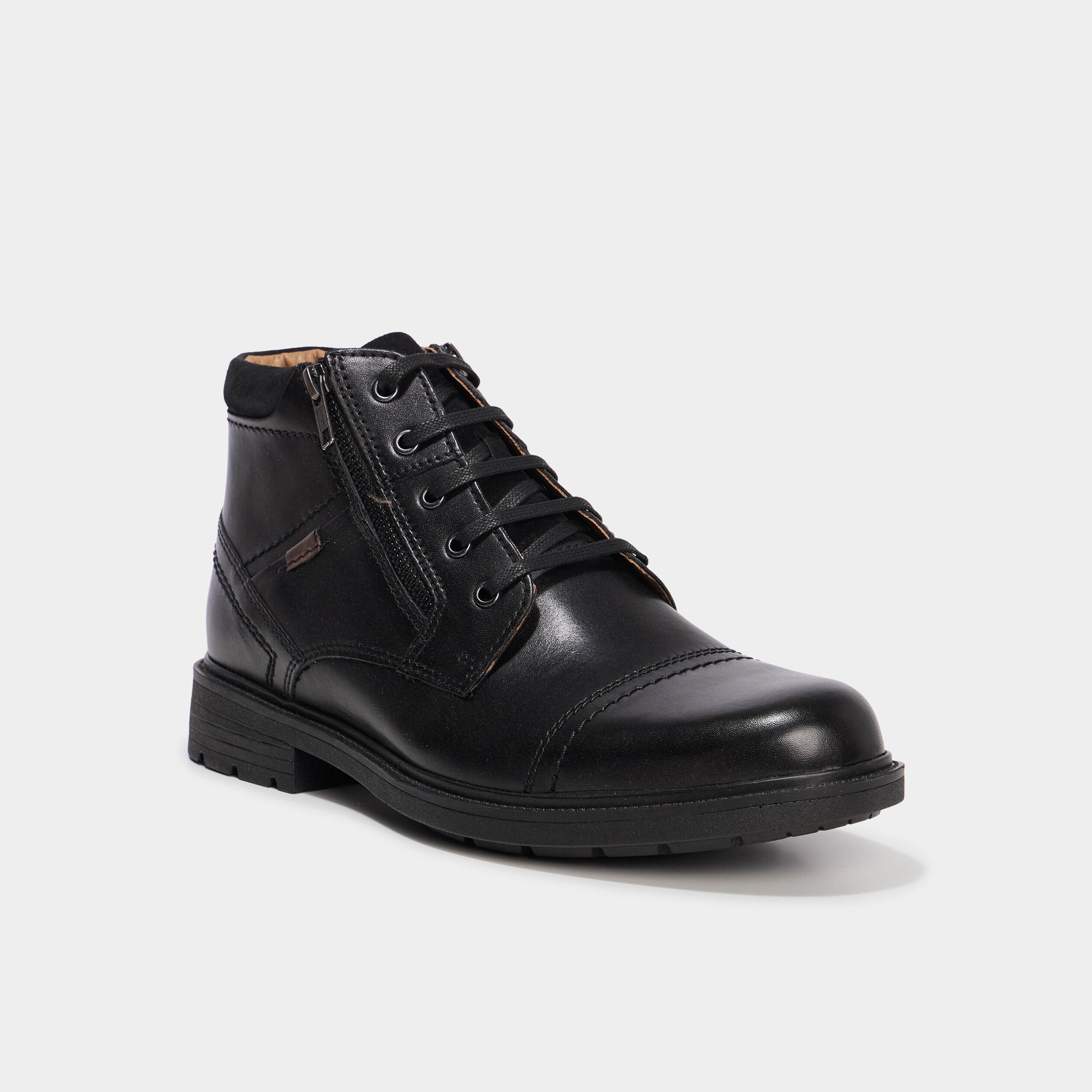 Bottines montantes zipp&eacute;es en cuir noir homme