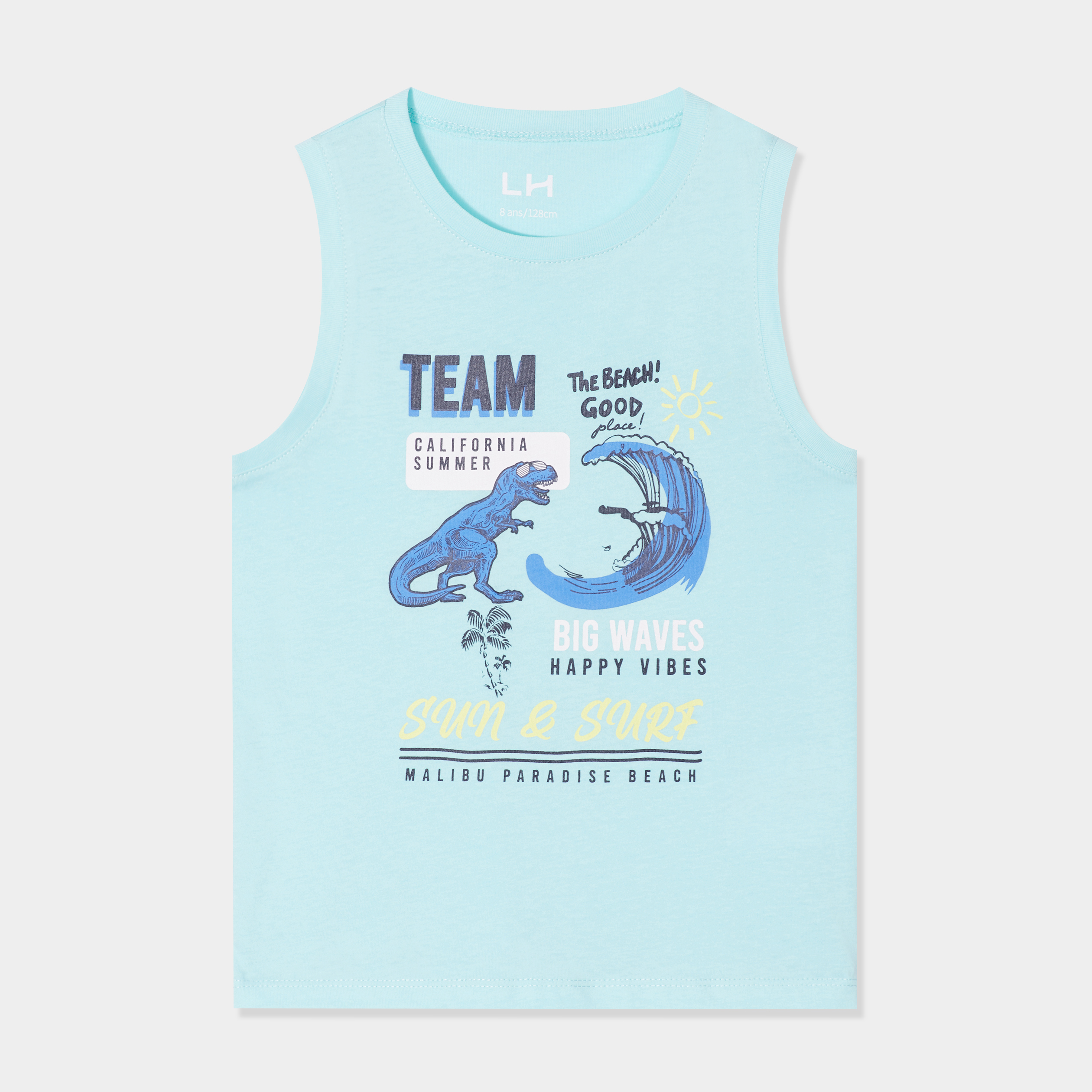 Débardeur sans manches coton bleu turquoise garçon