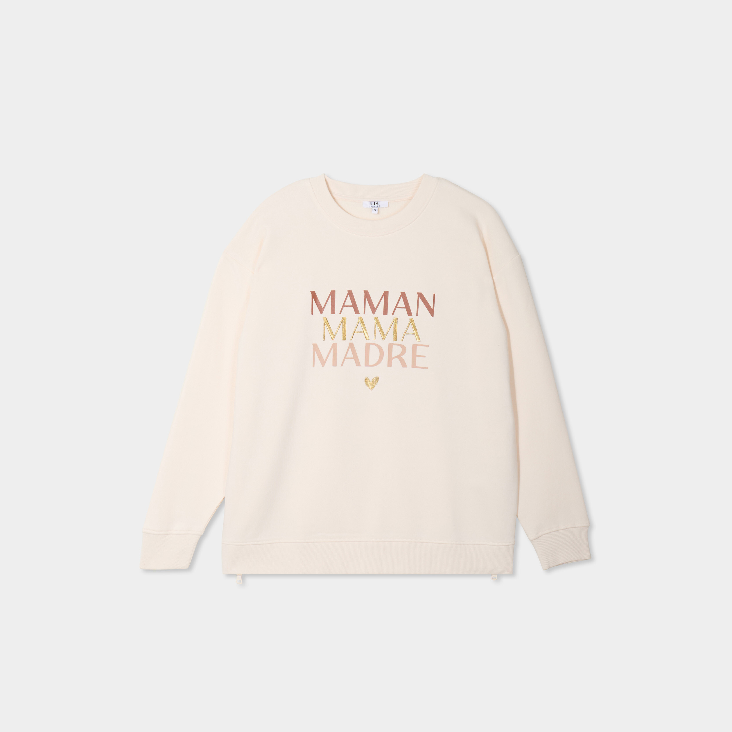 sweat allaitement manches longues beige femmemater Sweat allaitement manches longues beige femme maternité