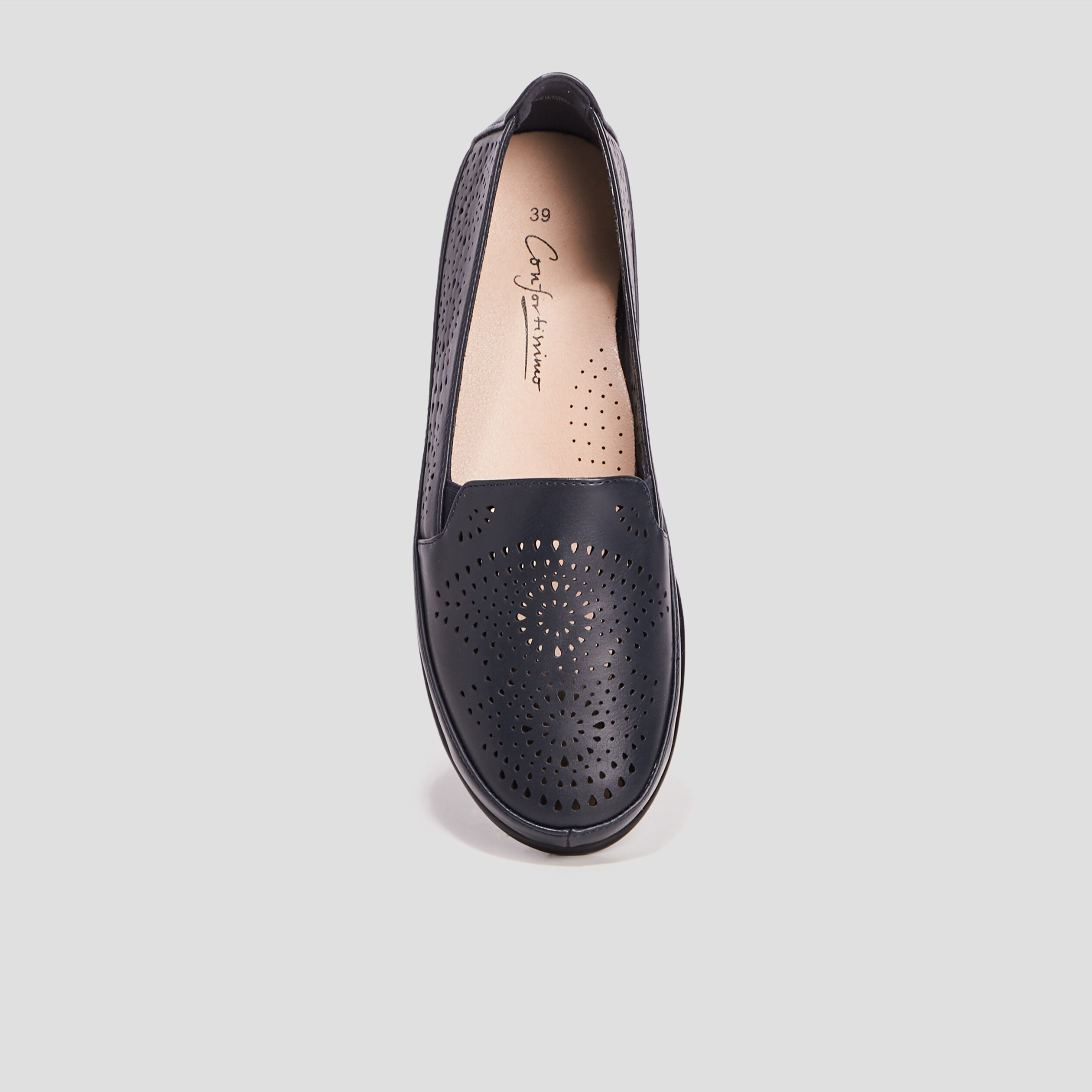 Mocassins perfor&eacute;es bleu marine femme