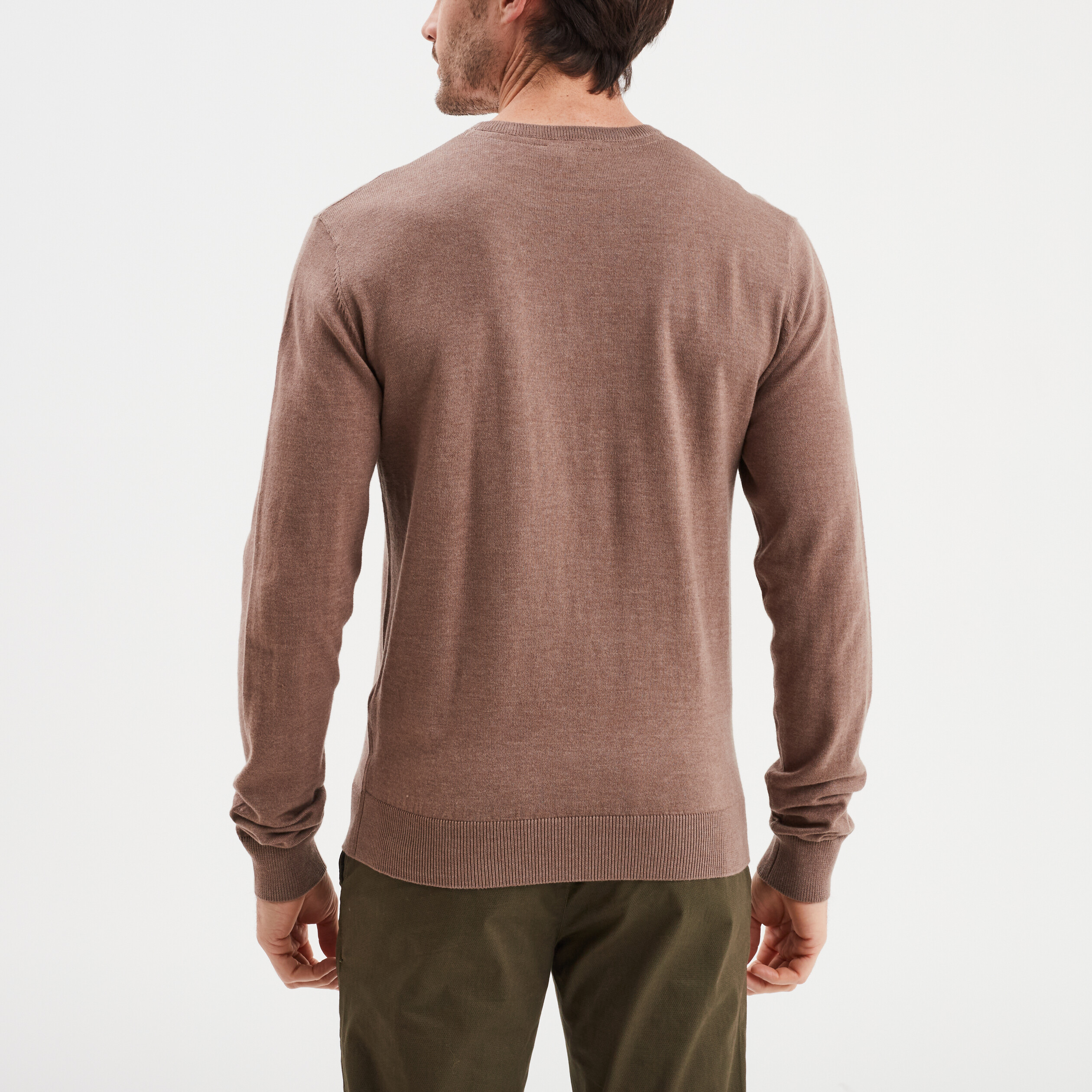 pull droit col rond coton melange gris homme Pull droit col rond coton mélangé gris homme