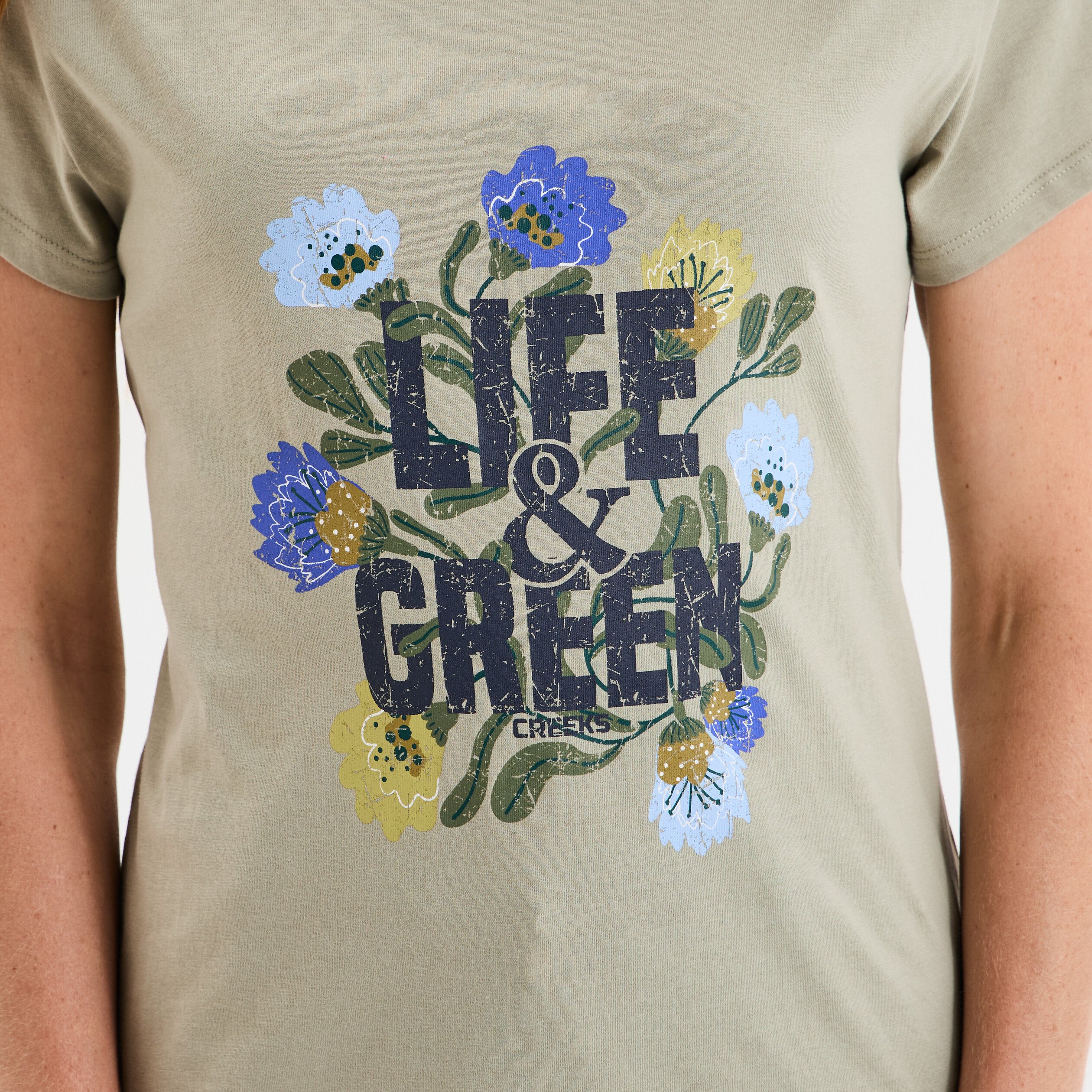 t shirt ajuste col rond coton creeks vert kaki femme T-shirt ajusté col rond coton Creeks vert kaki femme
