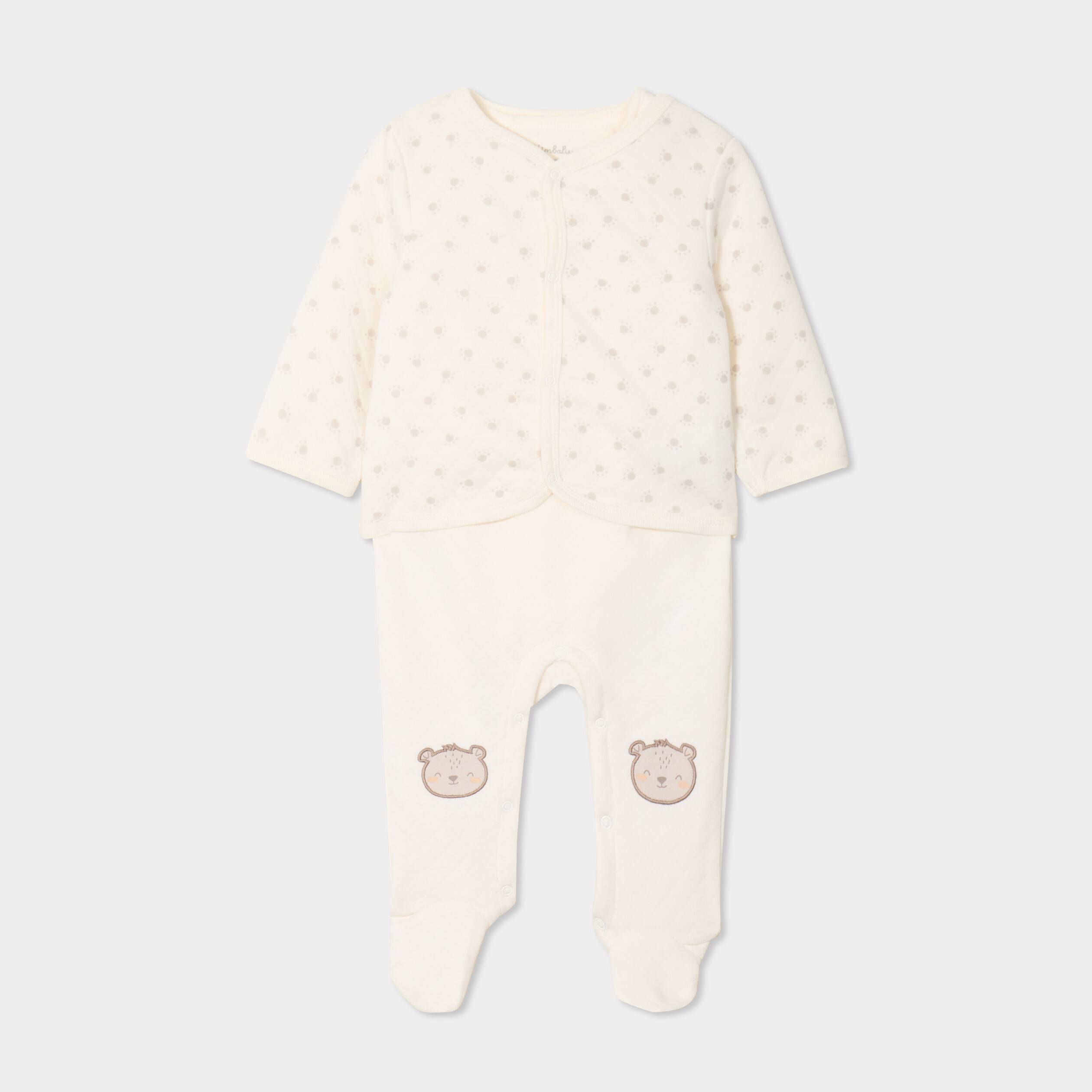 Ensemble 3 pi&egrave;ces dors-bien body gilet creme b&eacute;b&eacute;