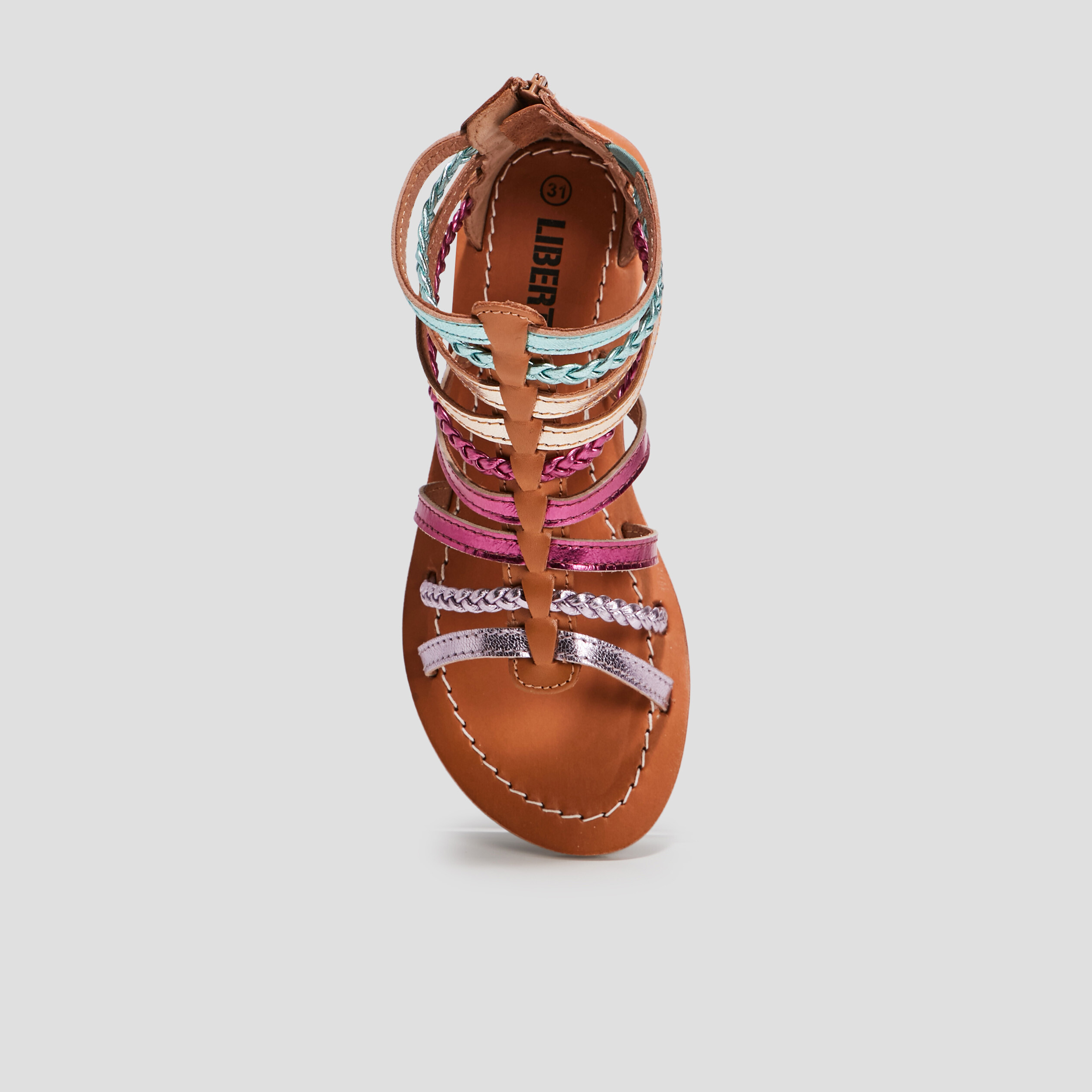 sandales spartiates en cuir multicolore fille Sandales spartiates en cuir multicolore fille