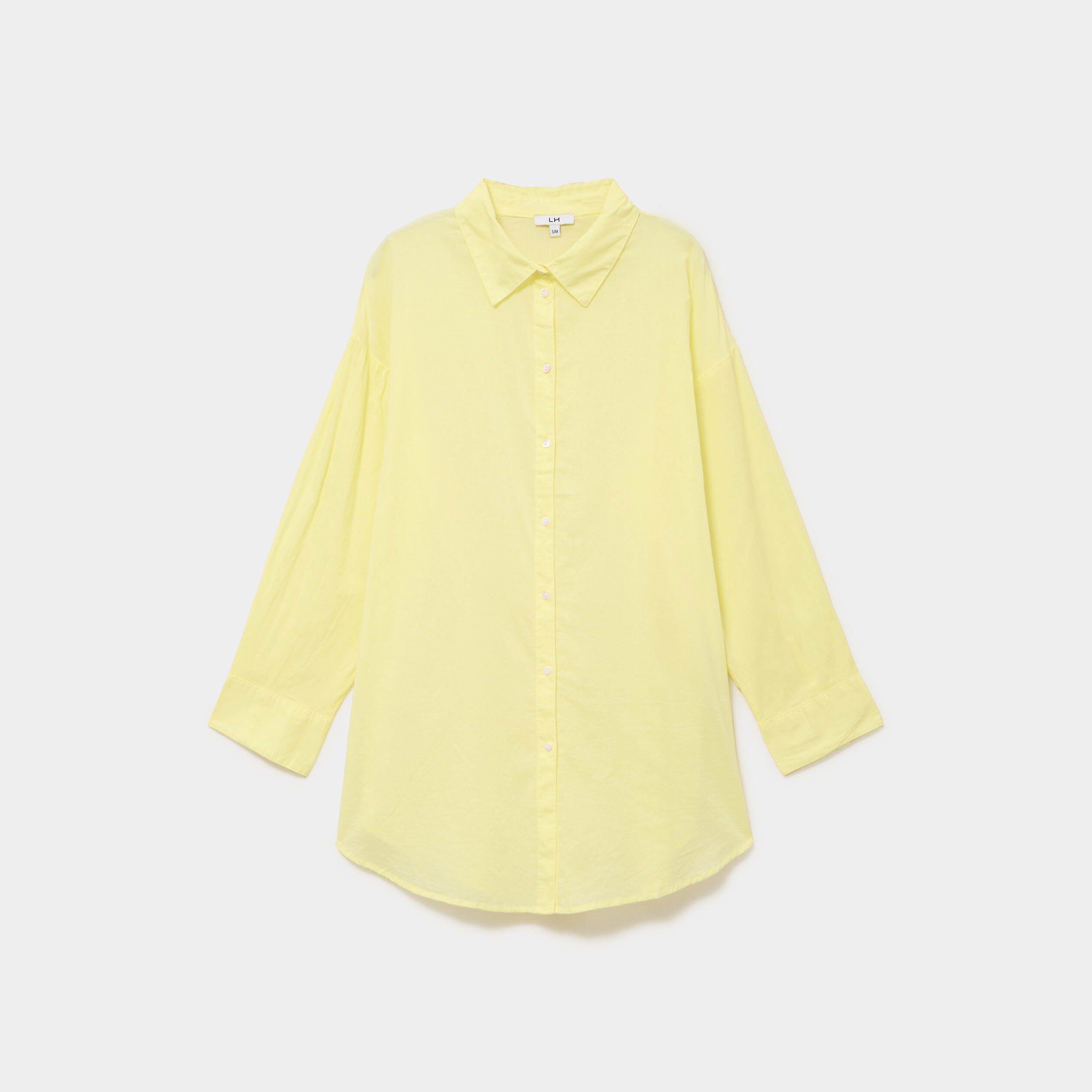Robe chemise de plage voile de coton jaune femme