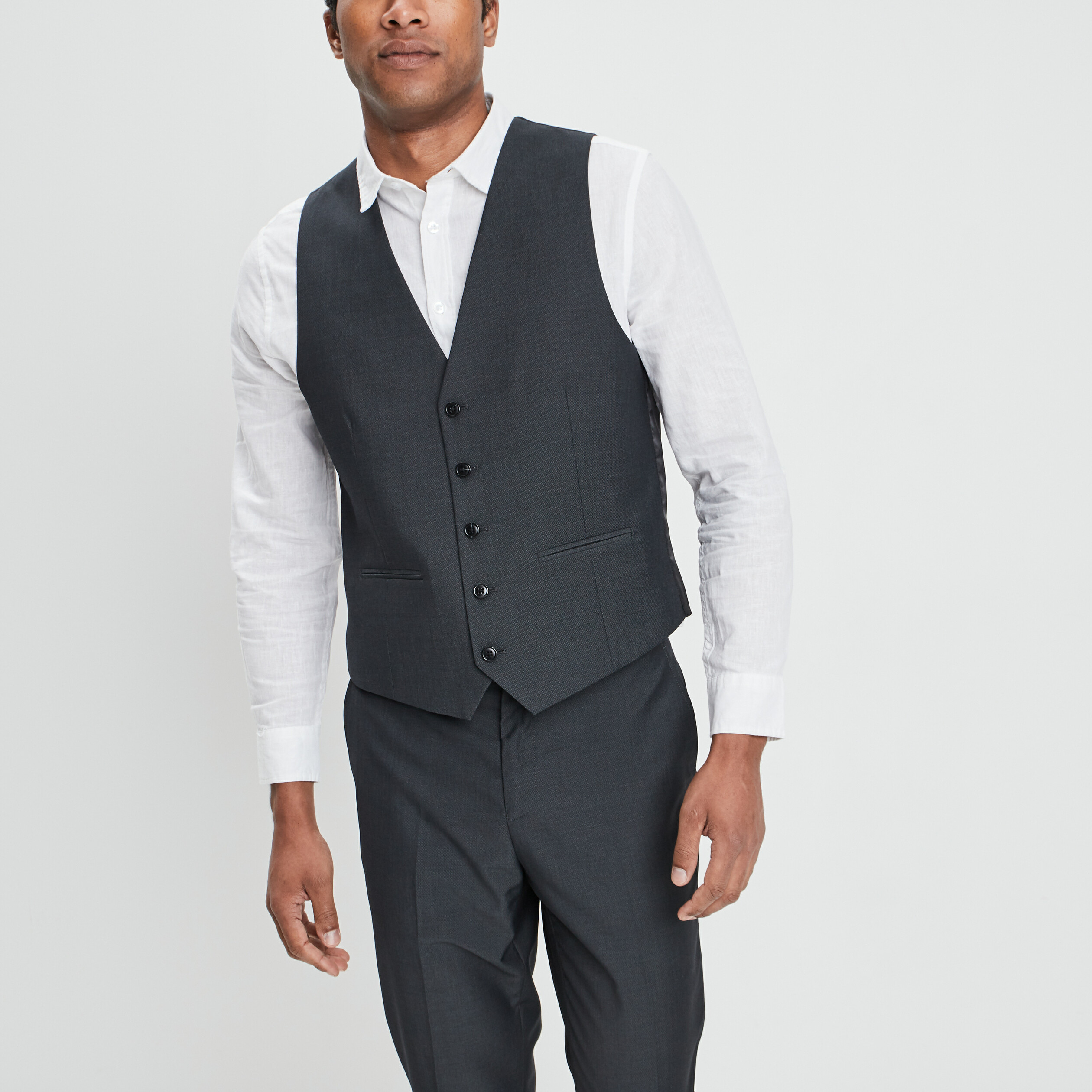 Gilet de costume sans manches gris foncé homme