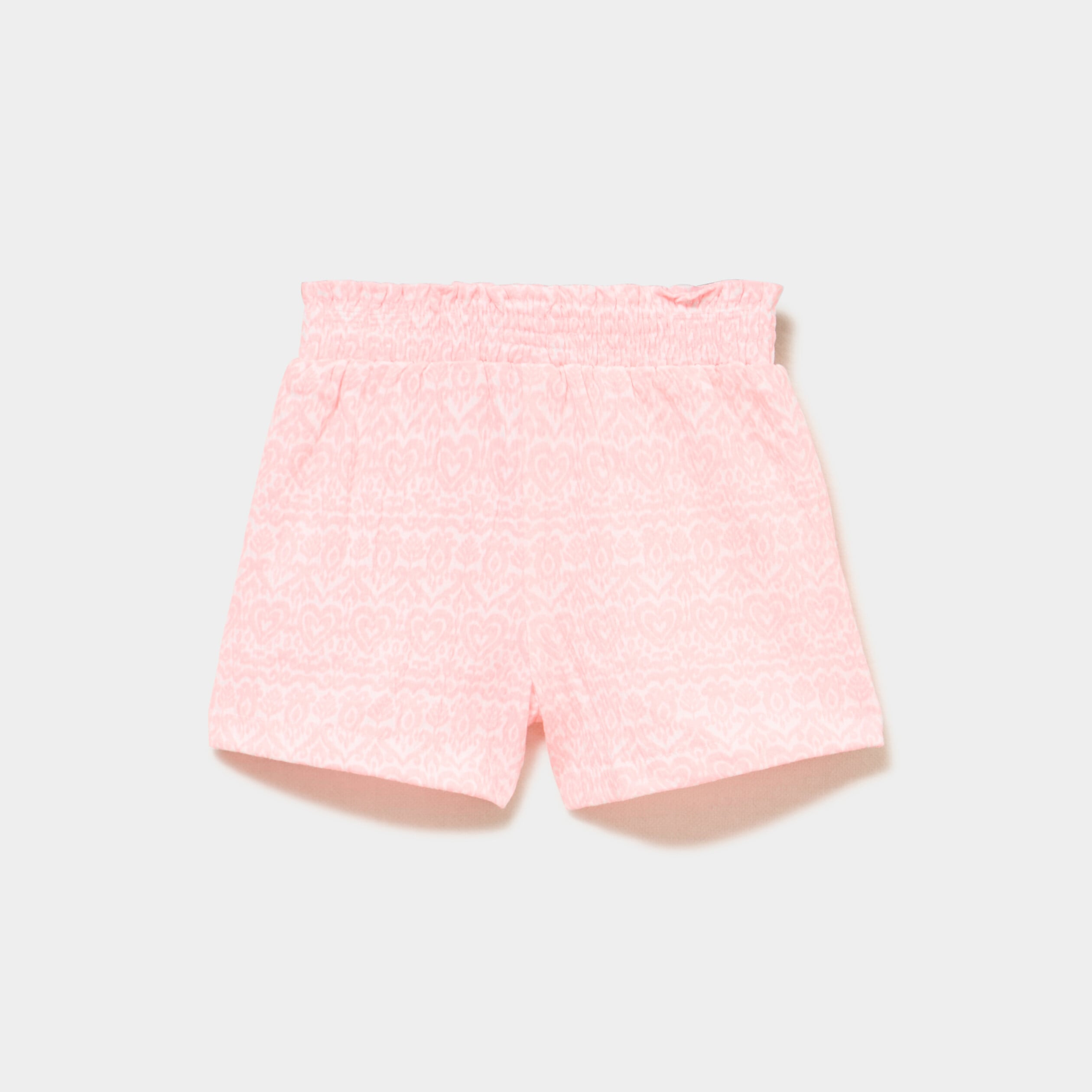 Short fluide taille smock&eacute;e rose fluo b&eacute;b&eacute; fille