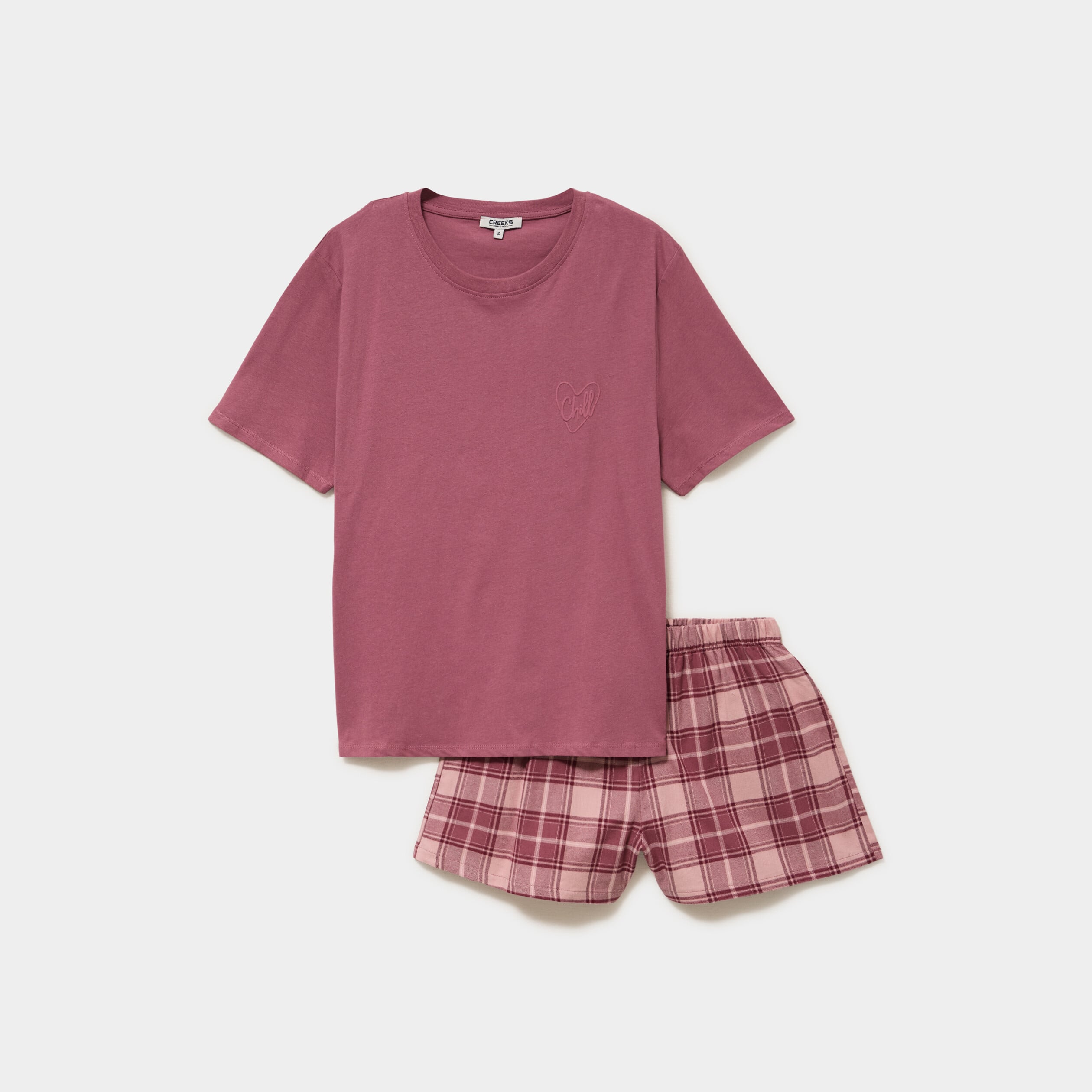 Ensemble pyjama short et t-shirt coton rose femme