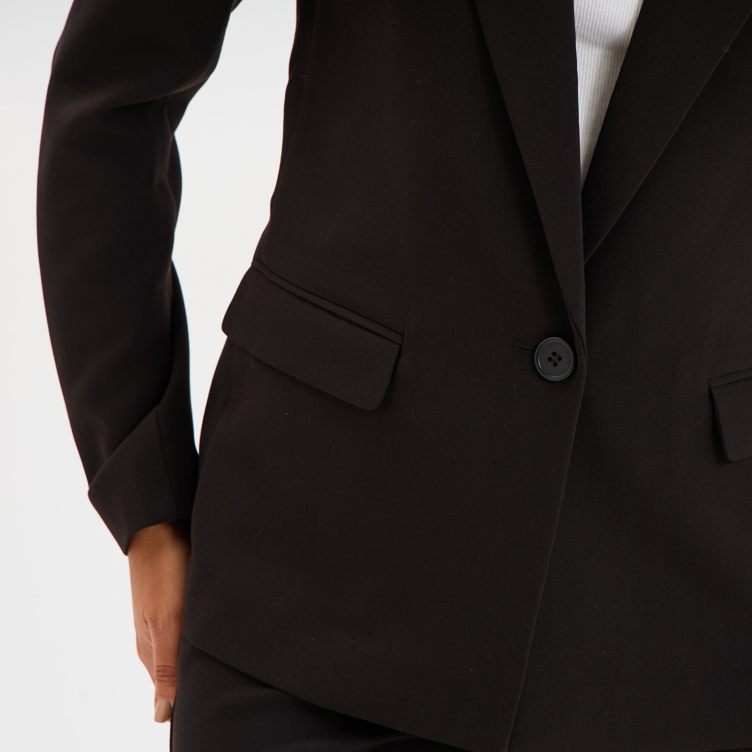 Veste blazer droite manches longues noir femme