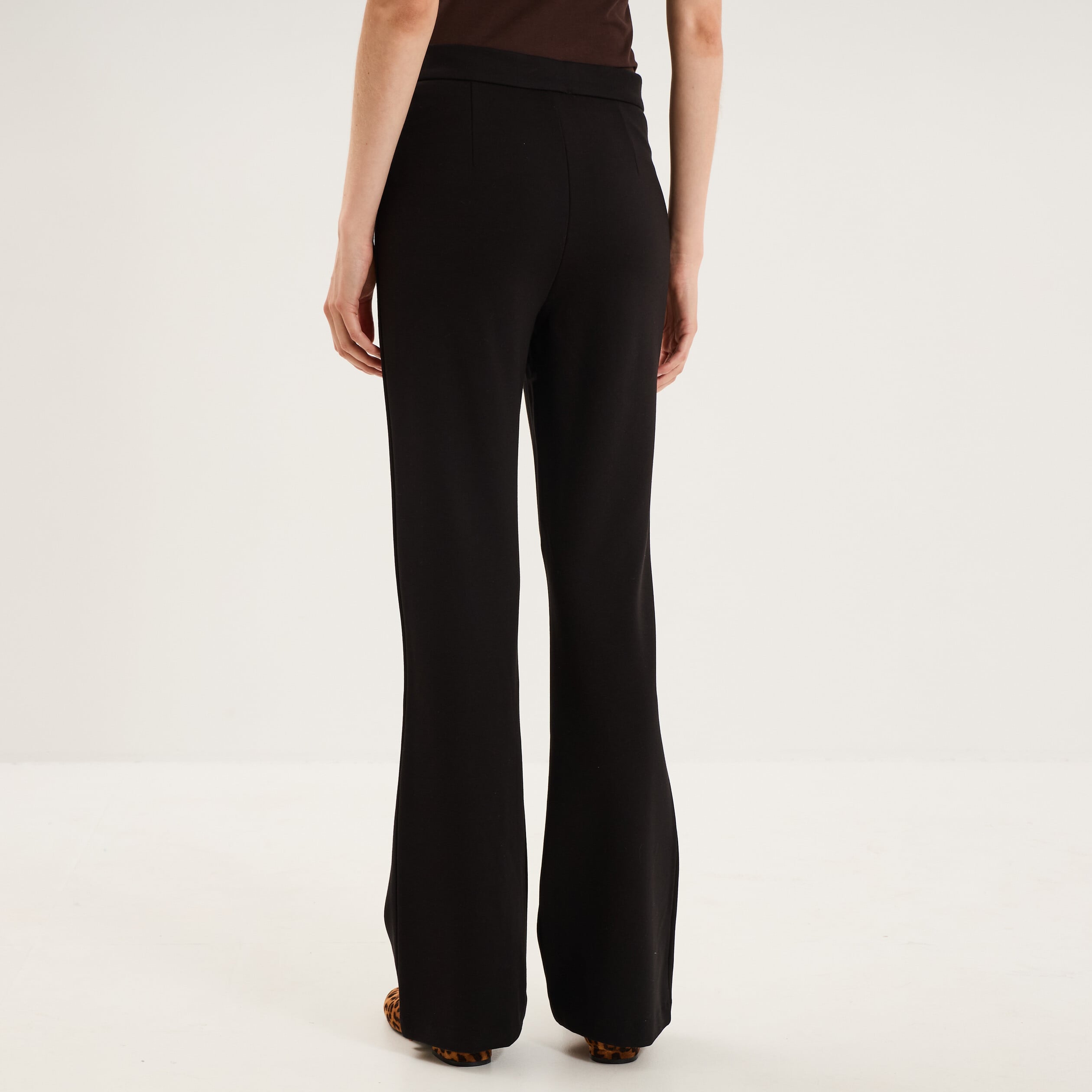 Pantalon flare stretch taille haute noir femme