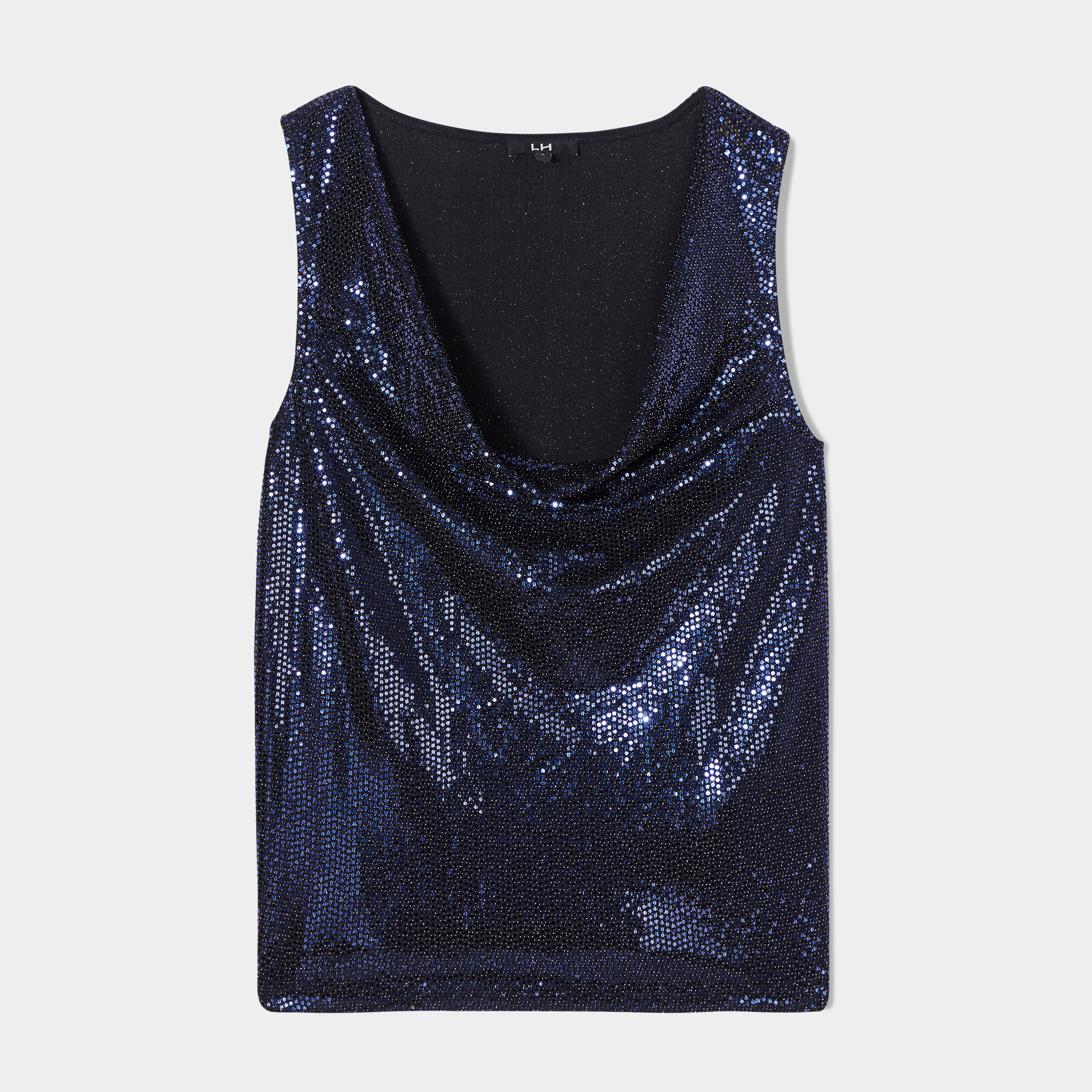 Tshirt col bénitier à strass bleu femme La Halle