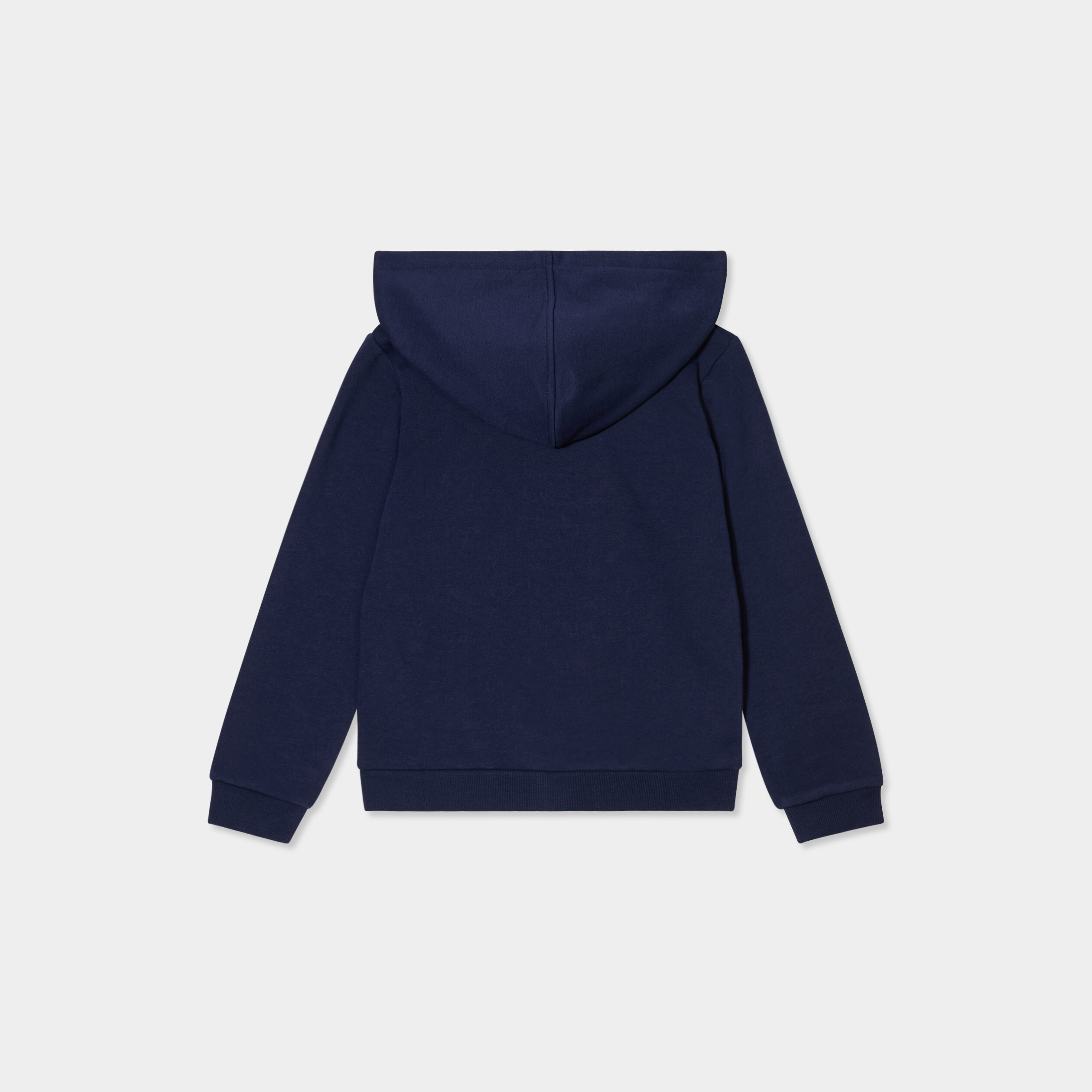 Sweat zipp&eacute; &agrave; capuche droit molleton bleu marine fille
