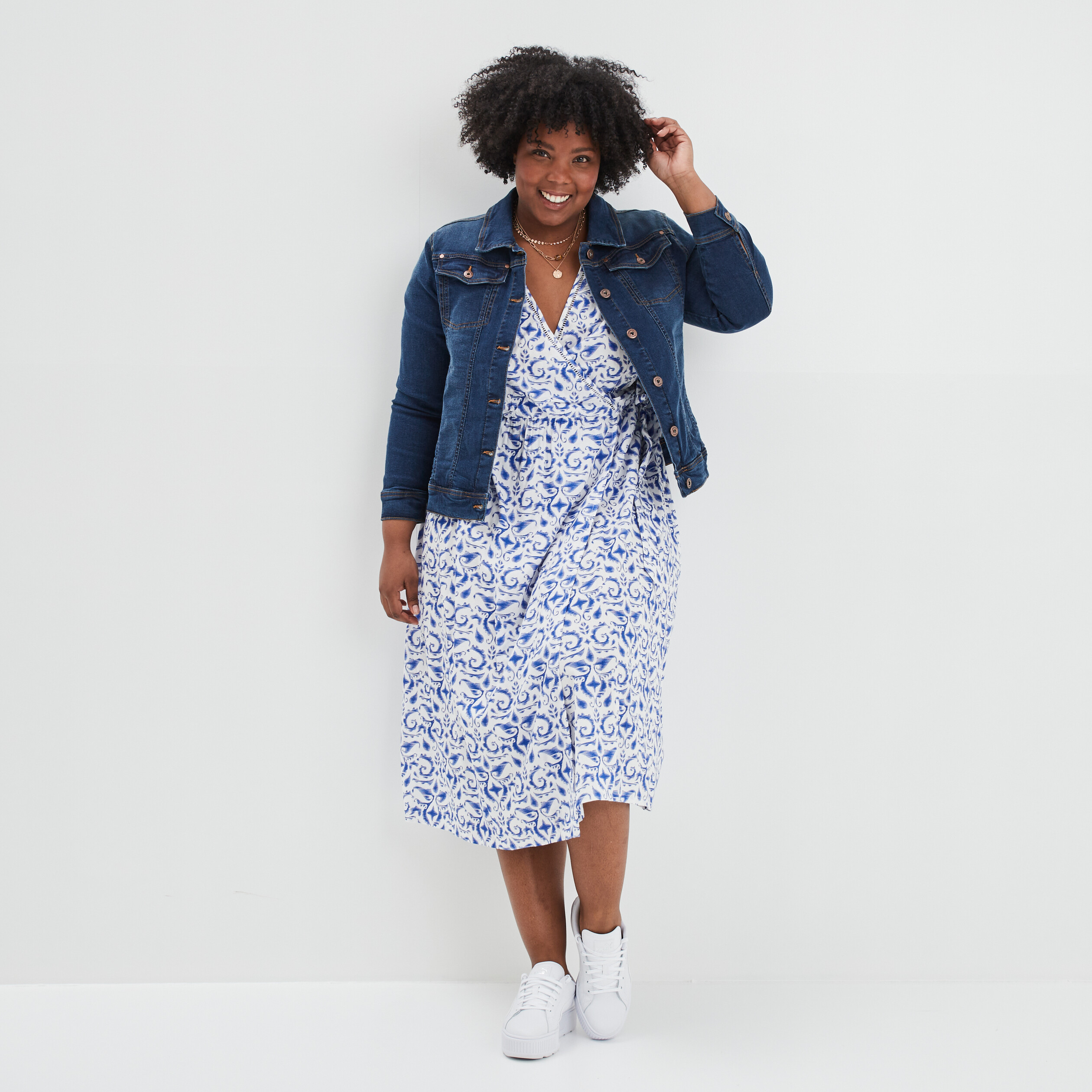robe midi cintree portefeuille modavista ecru femmegt Robe midi cintrée portefeuille Modavista ecru femme grande taille