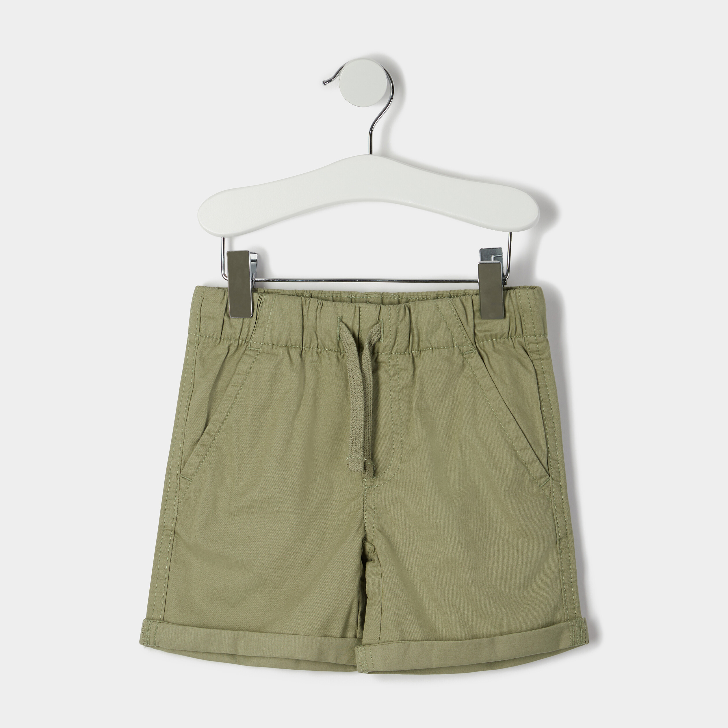Short droit taille élastiquée à coulisse vert olive garçon