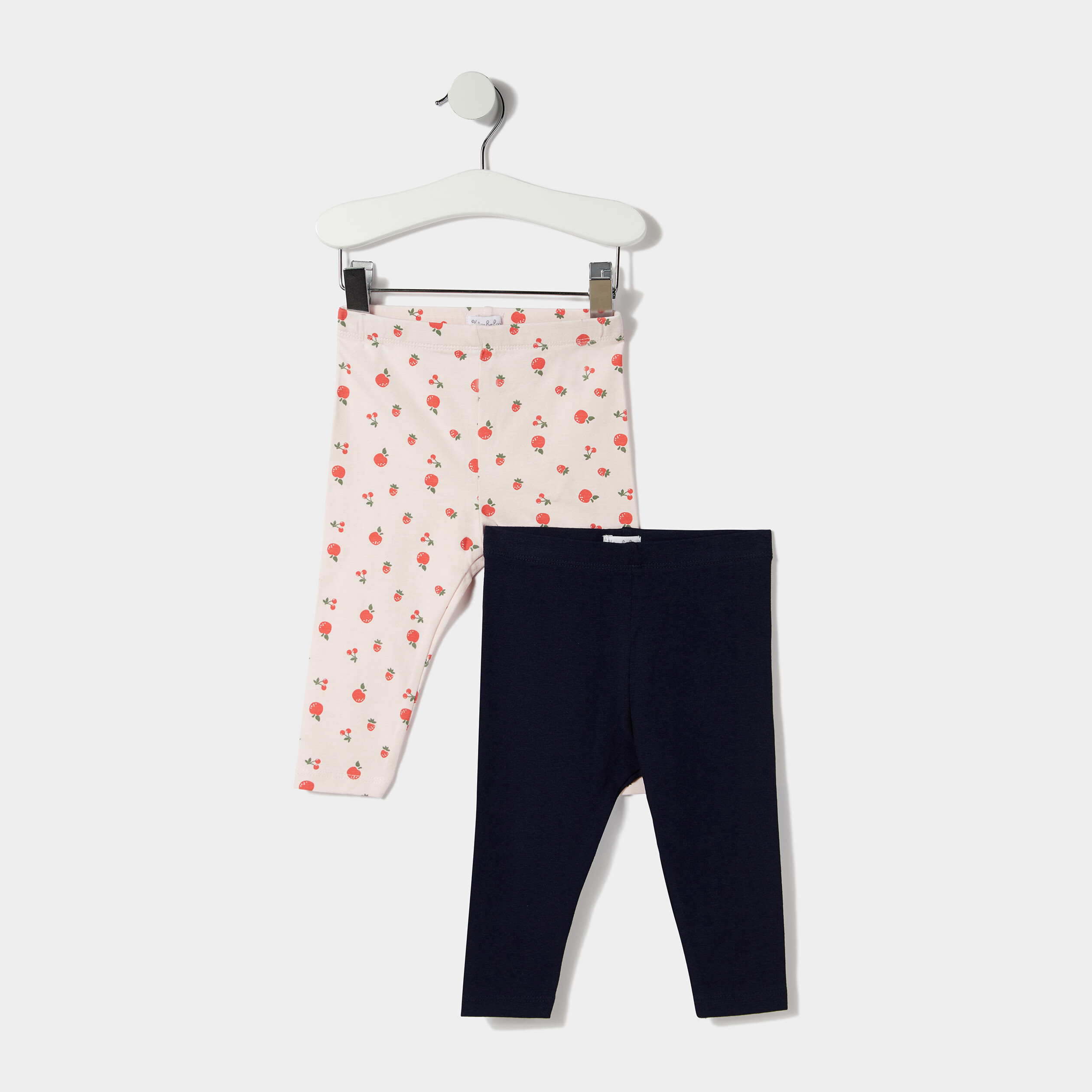 Lot 2 leggings en coton taille standard rose clair bébé fille