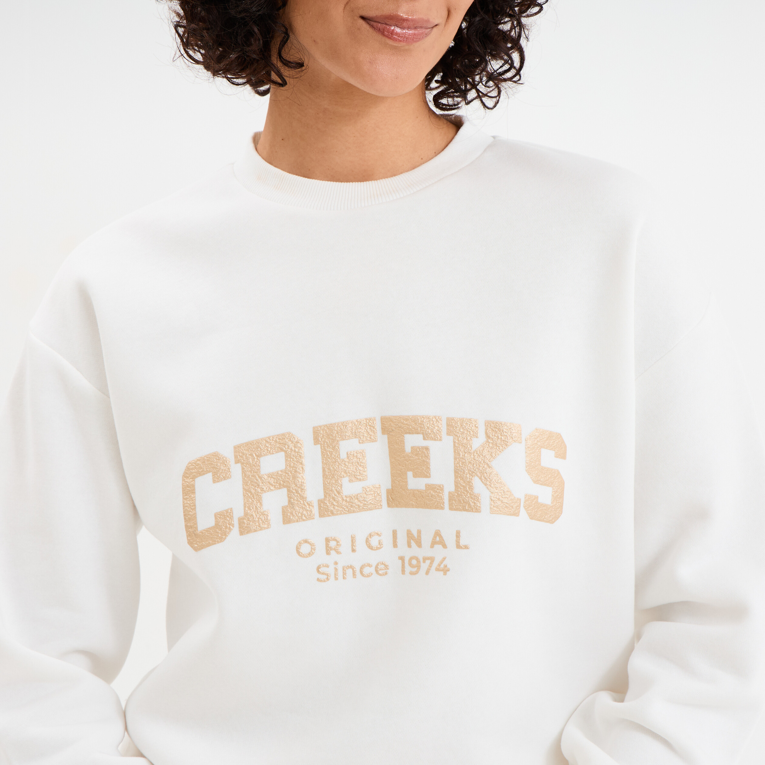sweat col rond manches longues creeks blanc femme Sweat col rond manches longues Creeks blanc femme