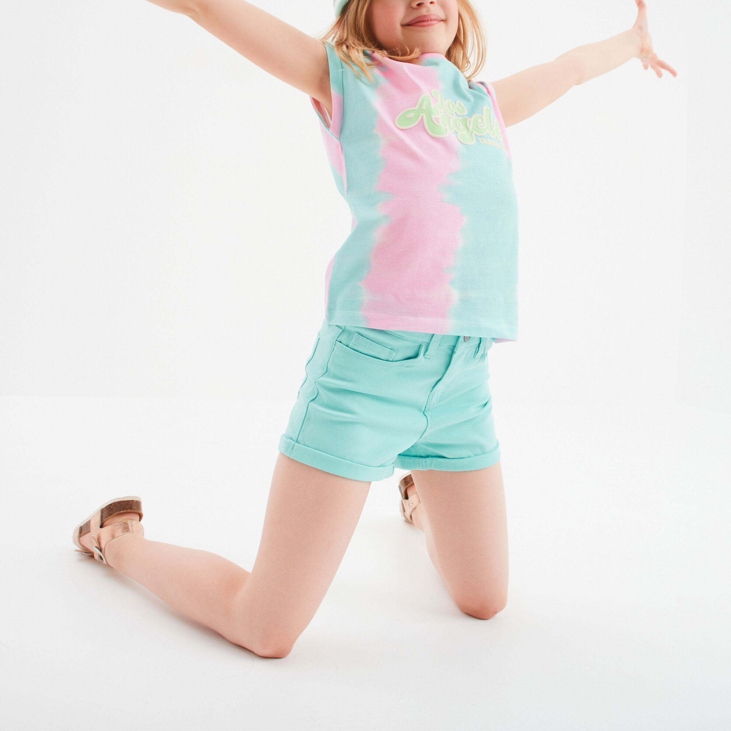 t shirt col rond manches courtes creeks ecru fille T-shirt col rond manches courtes Creeks ecru fille