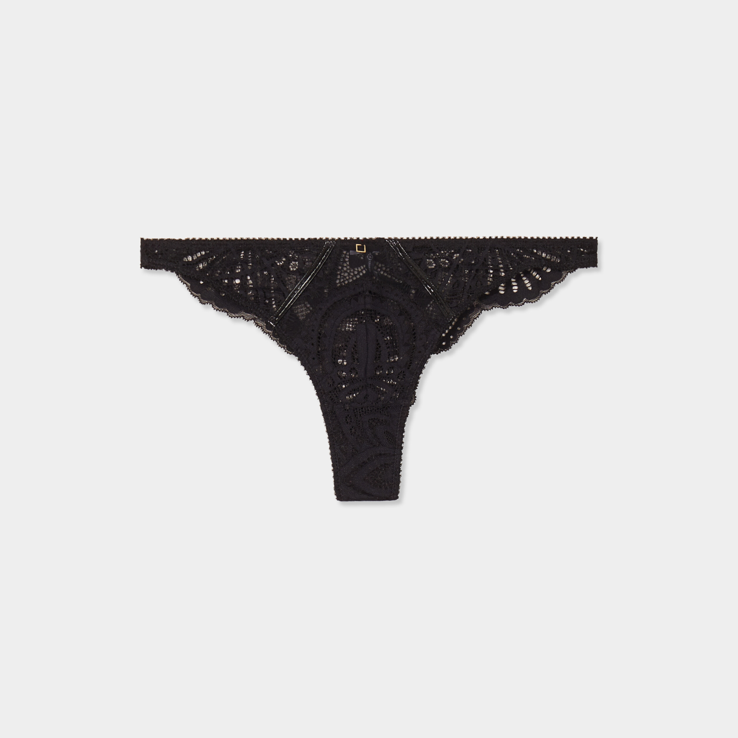 Tanga en dentelle noir femme