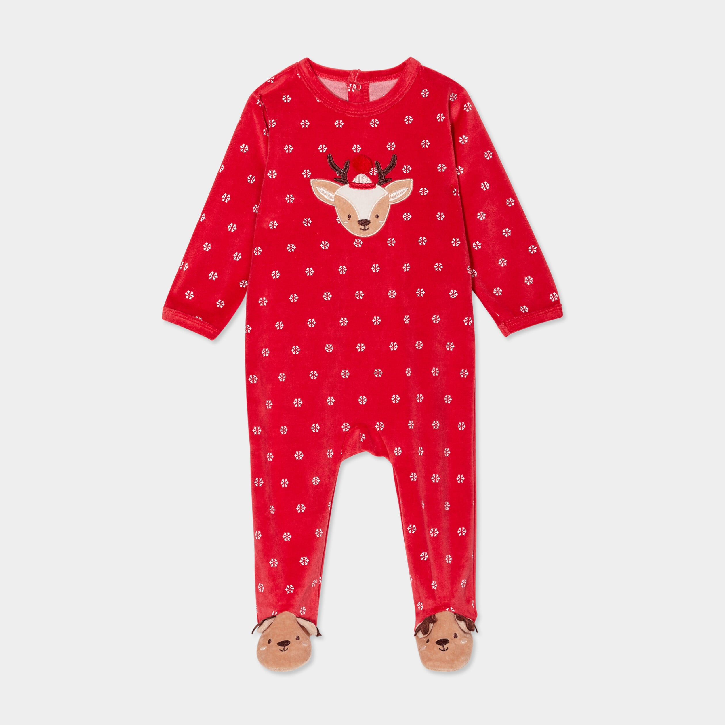 Dors-bien No&euml;l manches longues boutonn&eacute; rouge b&eacute;b&eacute;