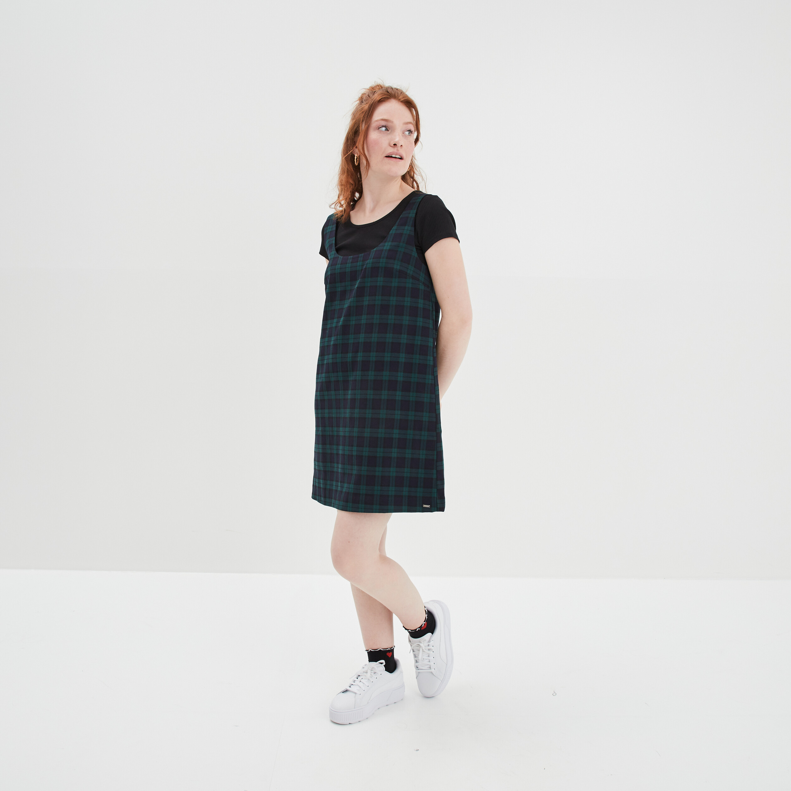 Robe chasuble droite courte bleu marine femme La Halle