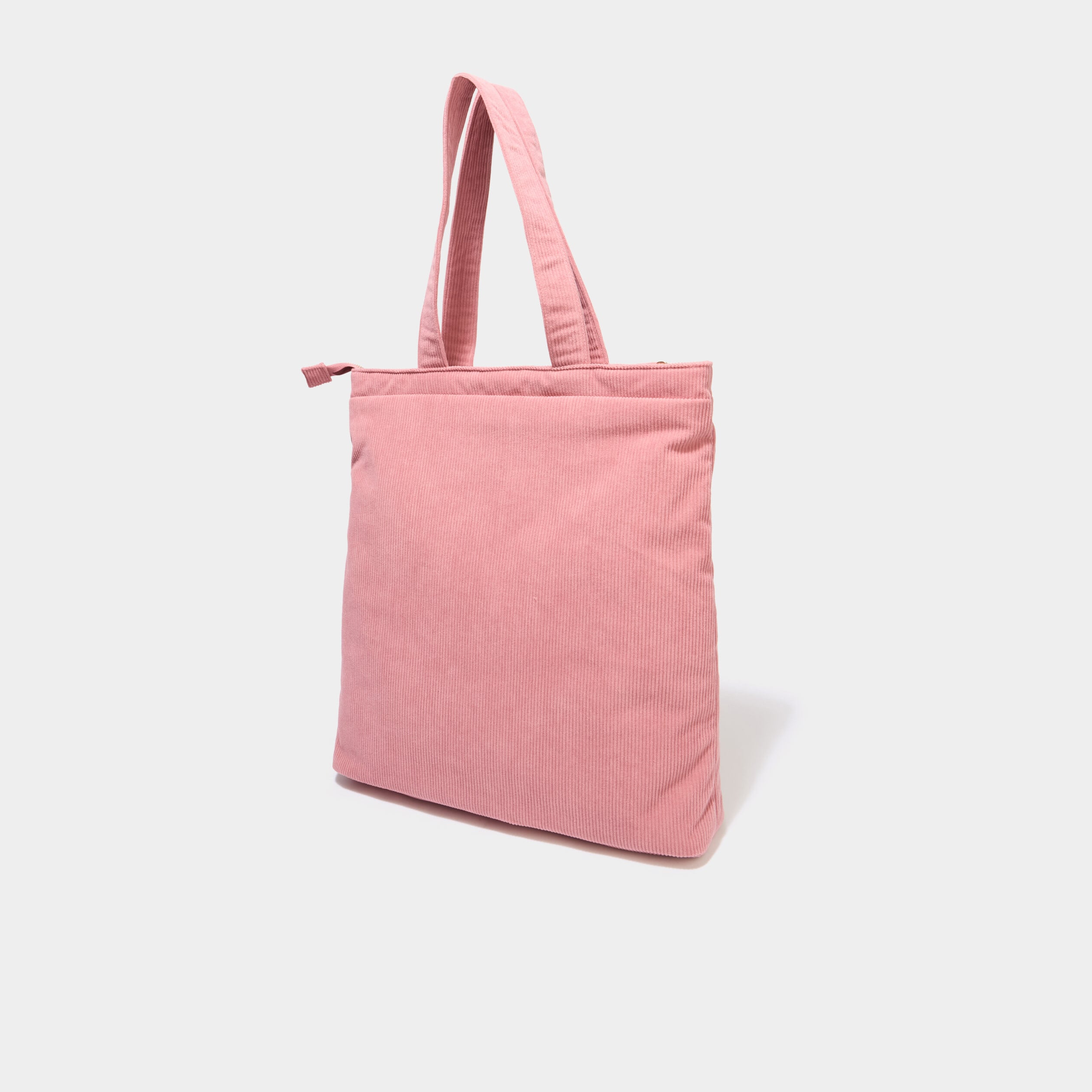 Sac tote bag zipp&eacute; effet velours vieux rose femme